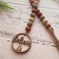 Country Christmas Themed Wooden Bead Garland