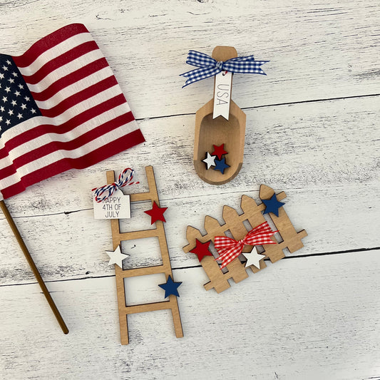 4th Of July Themed Accent Tiered Tray Decor