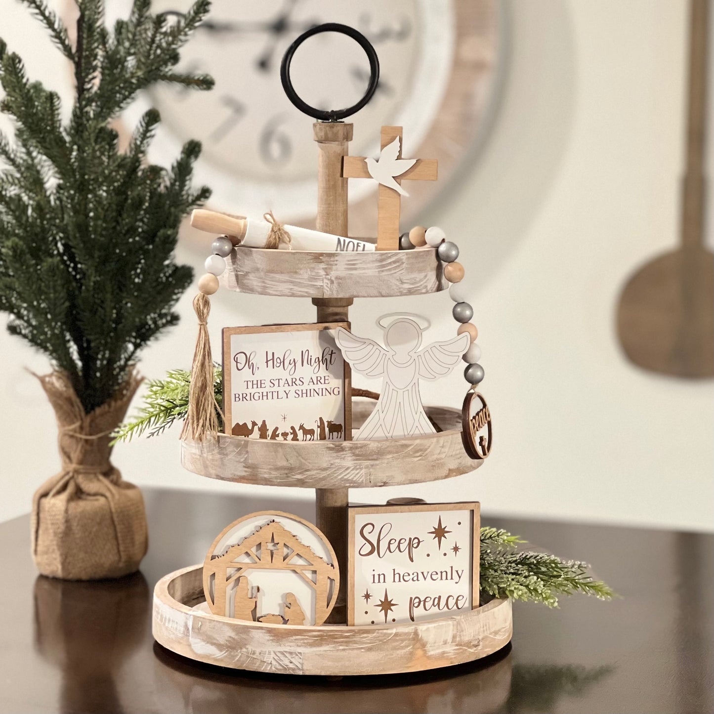 Nativity Themed Tiered Tray Decor Bundle