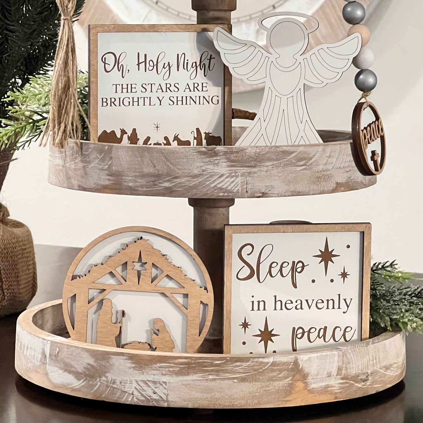 Nativity Themed Tiered Tray Decor Bundle