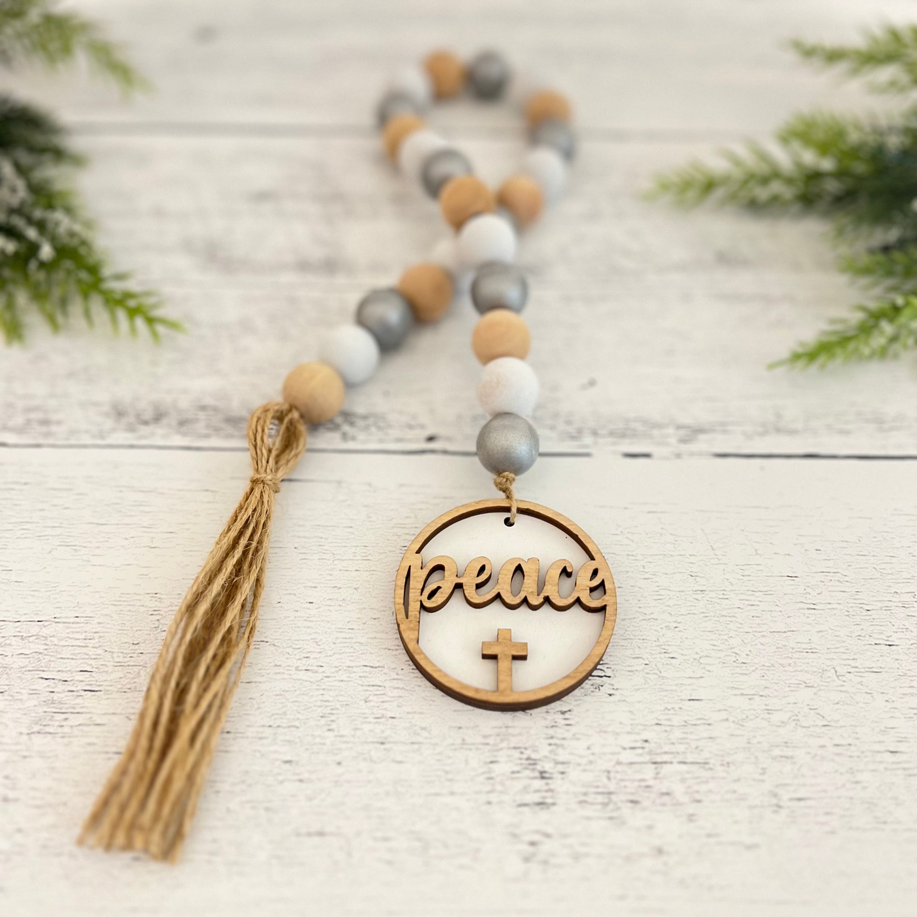 Nativity Themed Wooden Bead Garland