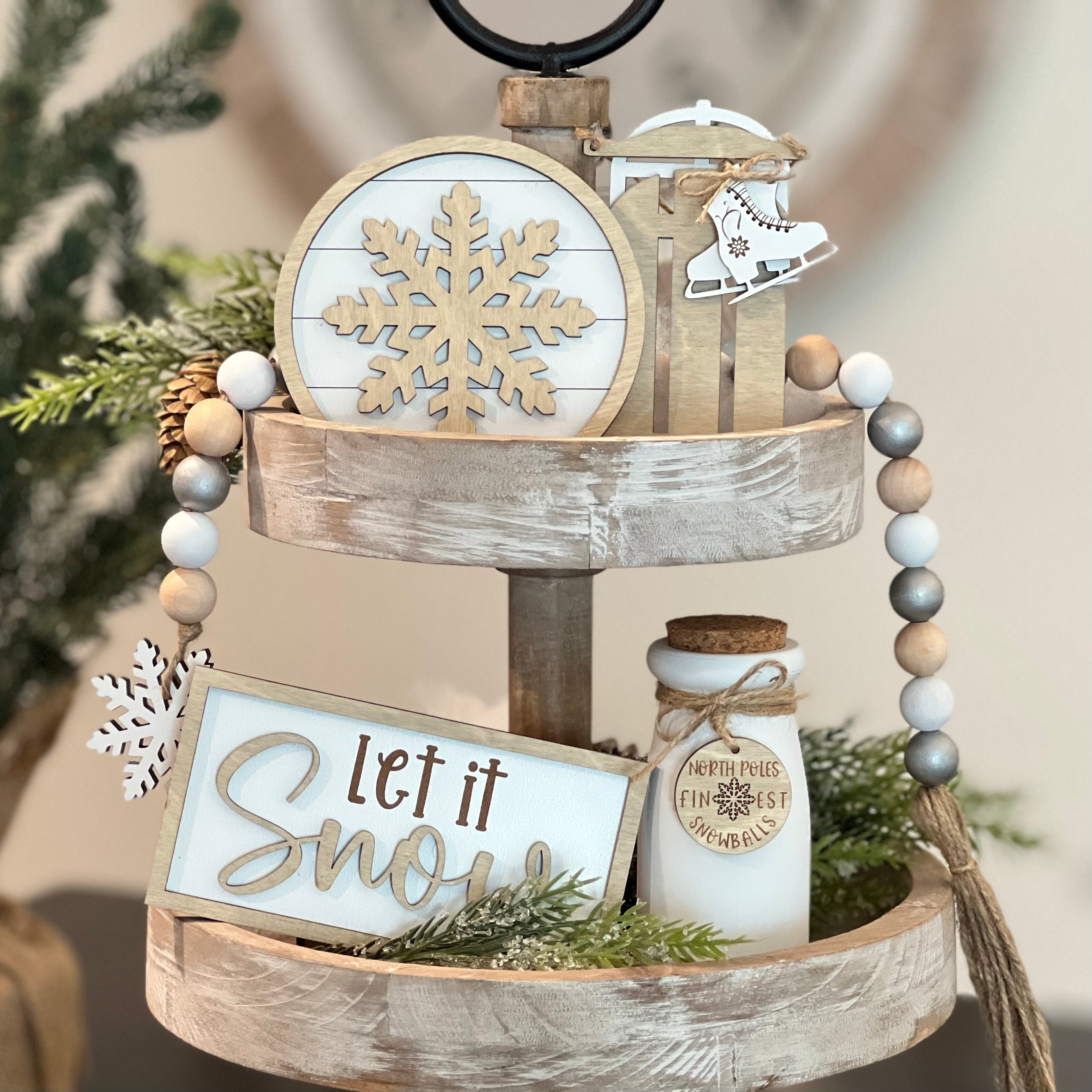 Classic Winter Themed Tiered Tray Decor Bundle