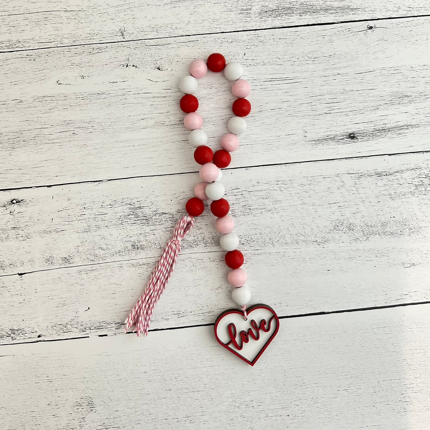 Valentine's Day Wooden Bead Garland