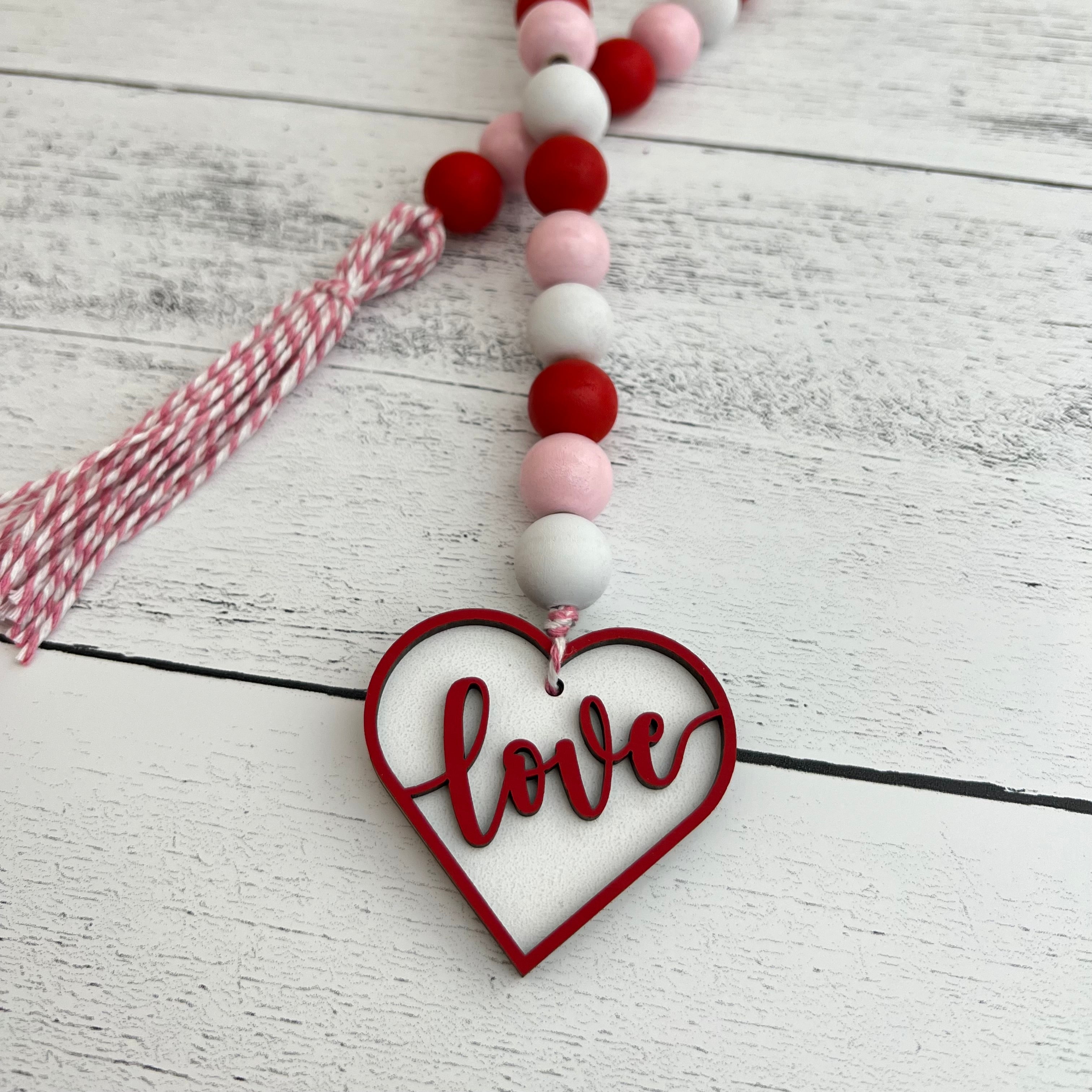 Valentine's Day Wooden Bead Garland