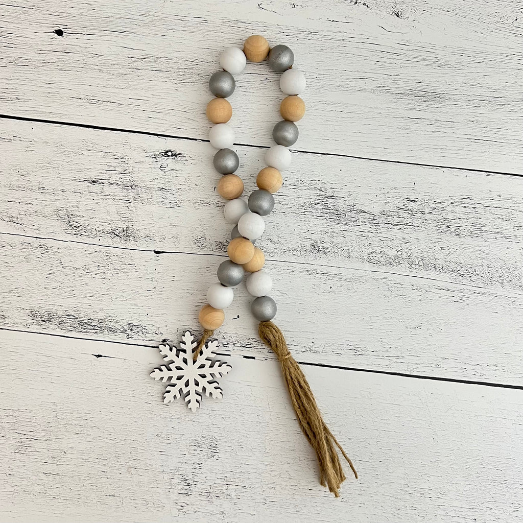 Classic Winter Themed Wooden Bead Garland