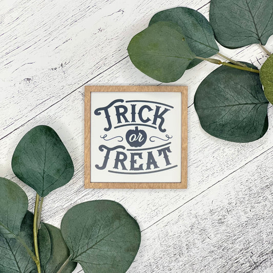 Mini Framed Halloween Sign | Trick Or Treat Sign