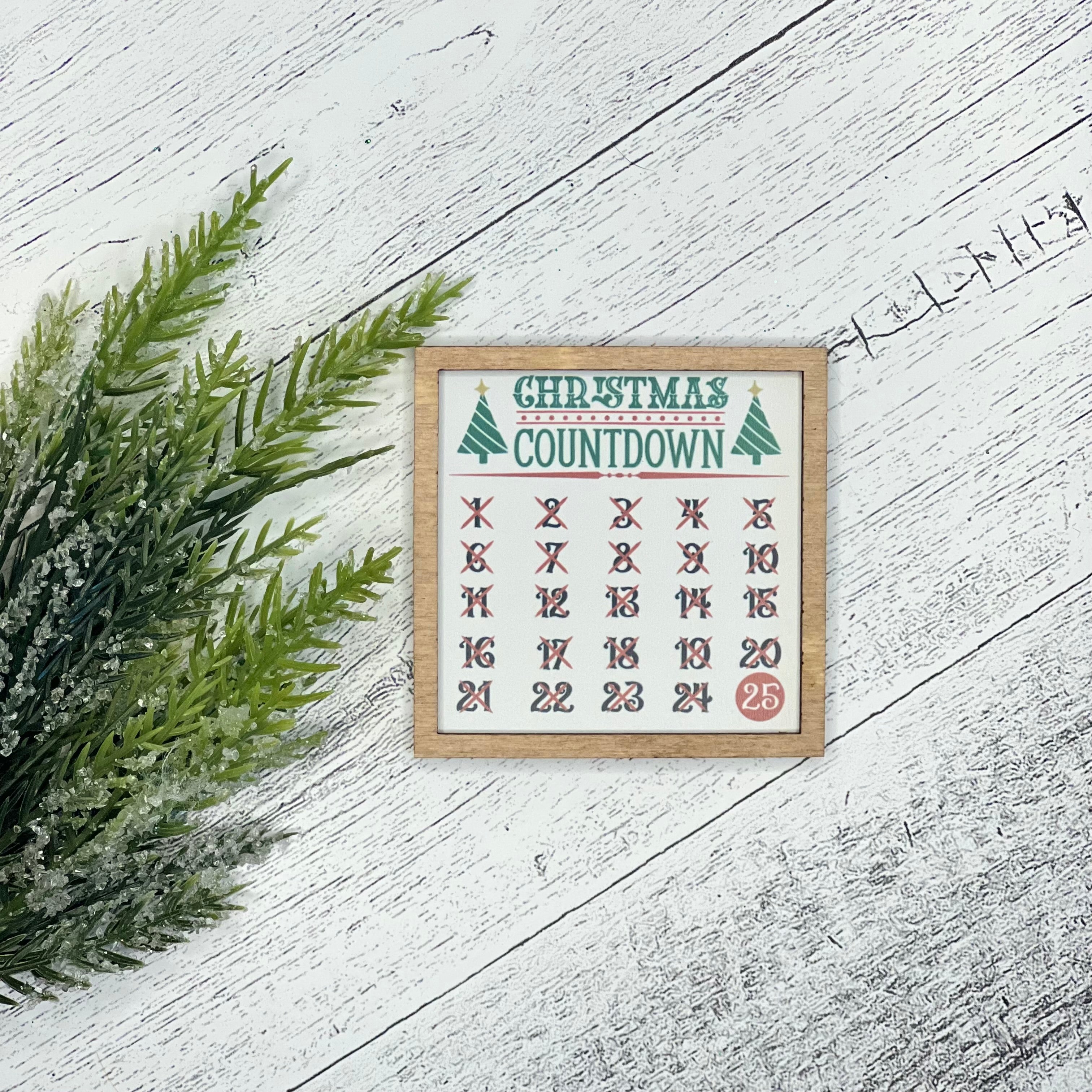 Mini Framed Christmas Sign | Christmas Countdown Sign