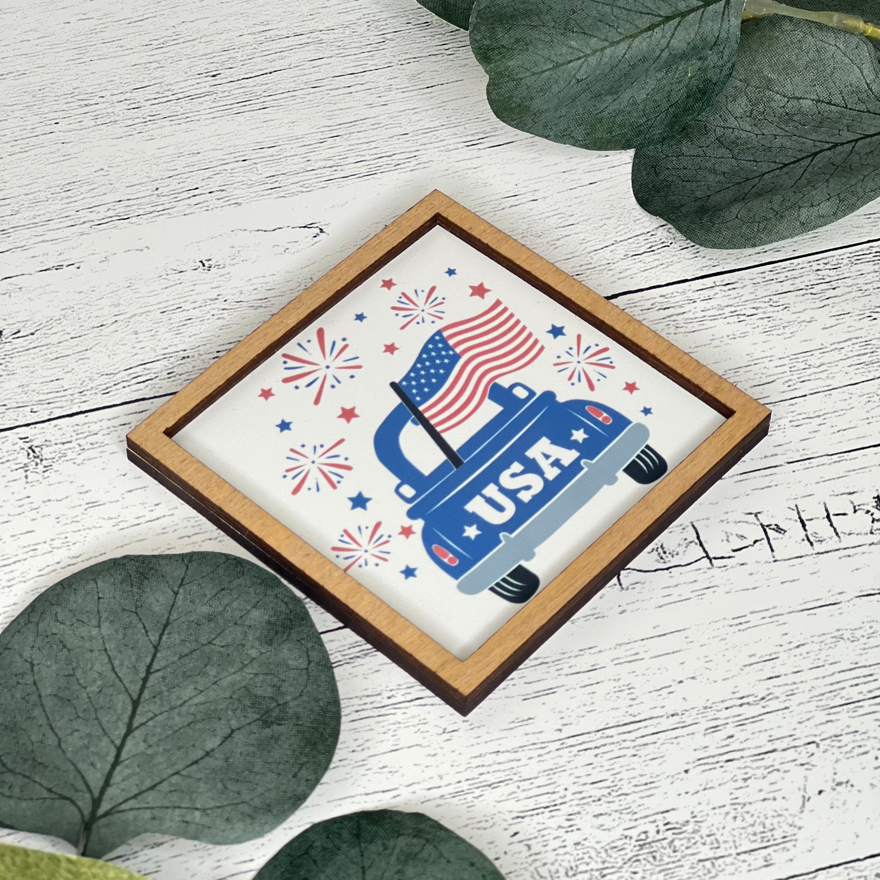 Mini Framed 4th Of July Sign | Fourth of July USA Truck