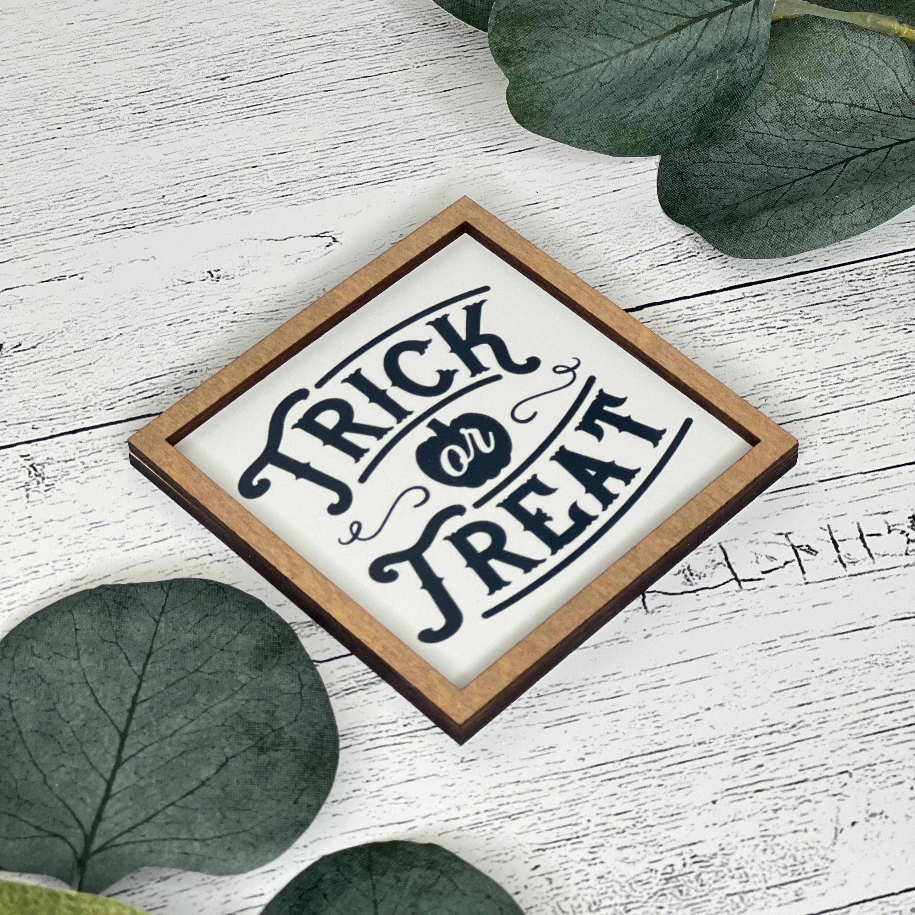Mini Framed Halloween Sign | Trick Or Treat Sign