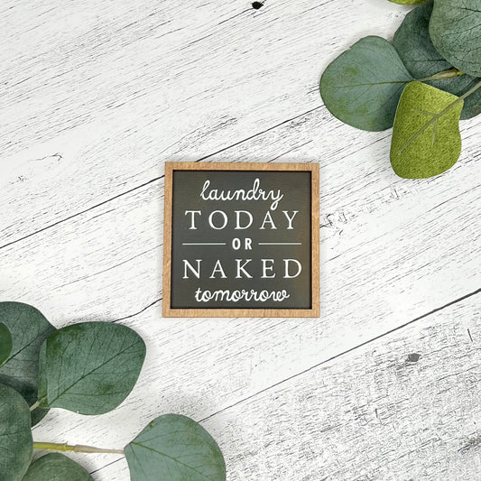 Mini Framed Laundry Themed Sign | Laundry Today Or Naked Tomorrow