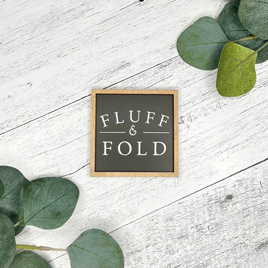 Mini Framed Laundry Themed Sign | Fluff & Fold
