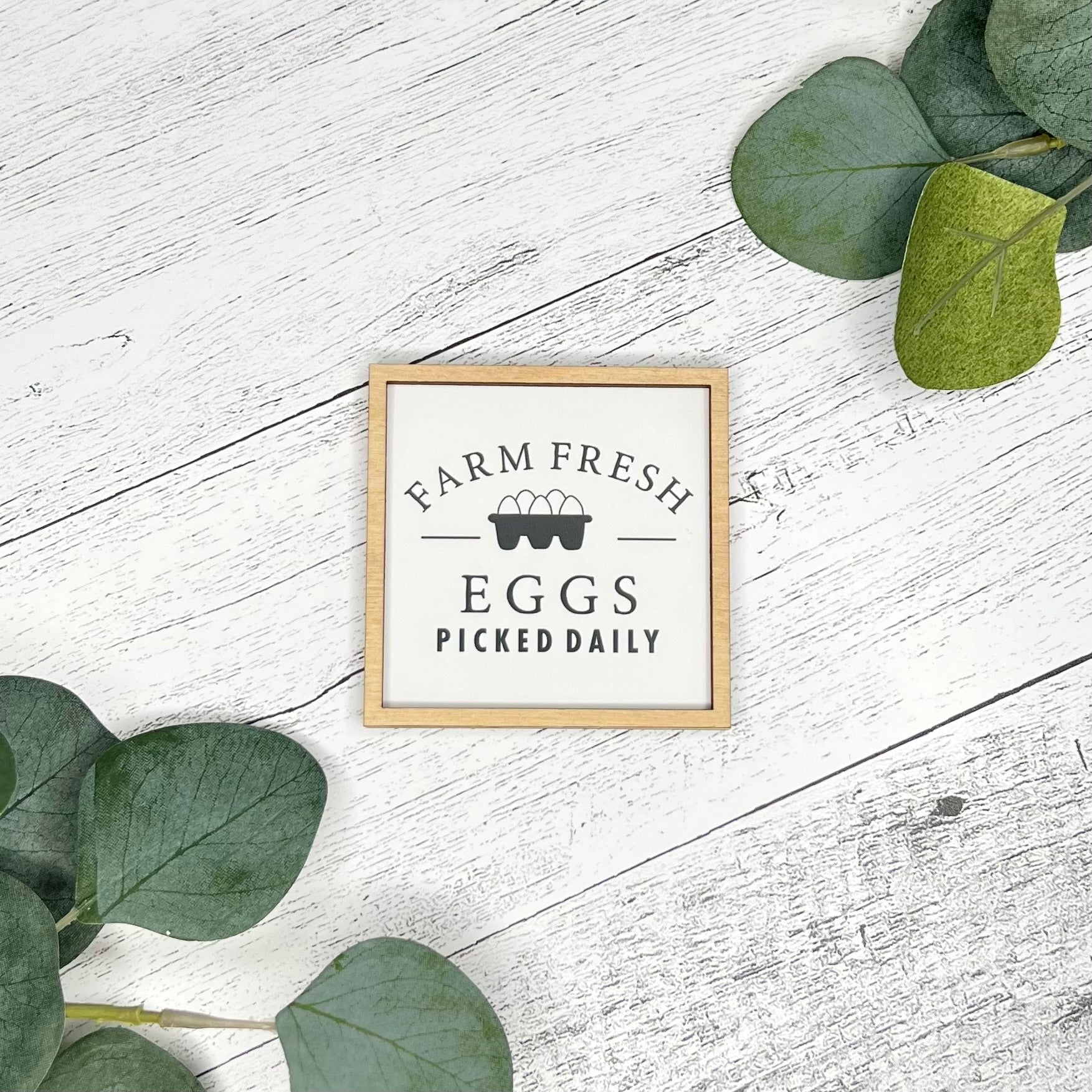 Mini Framed Farmhouse Themed Sign | Farm Fresh Eggs