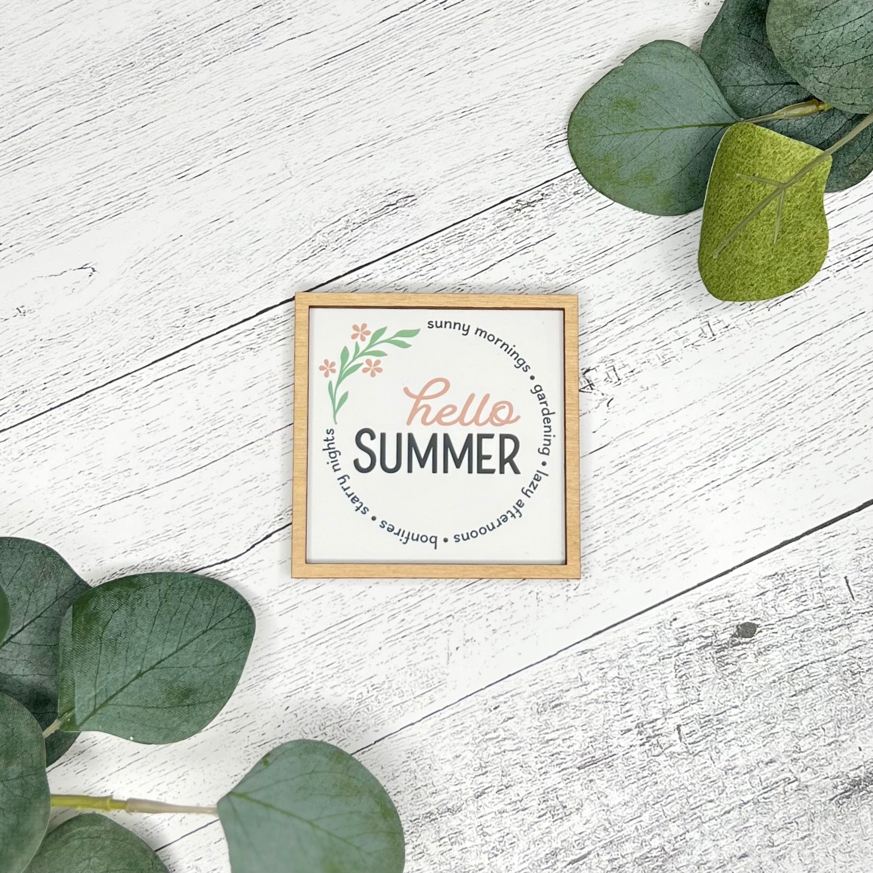 Mini Framed Summer Themed Sign | Hello Summer