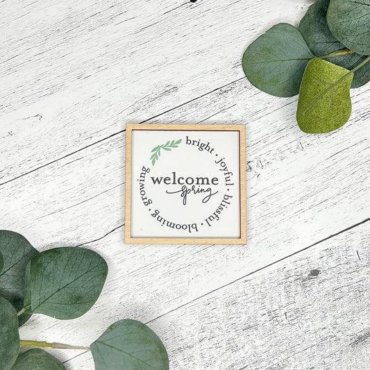 Mini Framed Spring Sign | Welcome Spring Sign