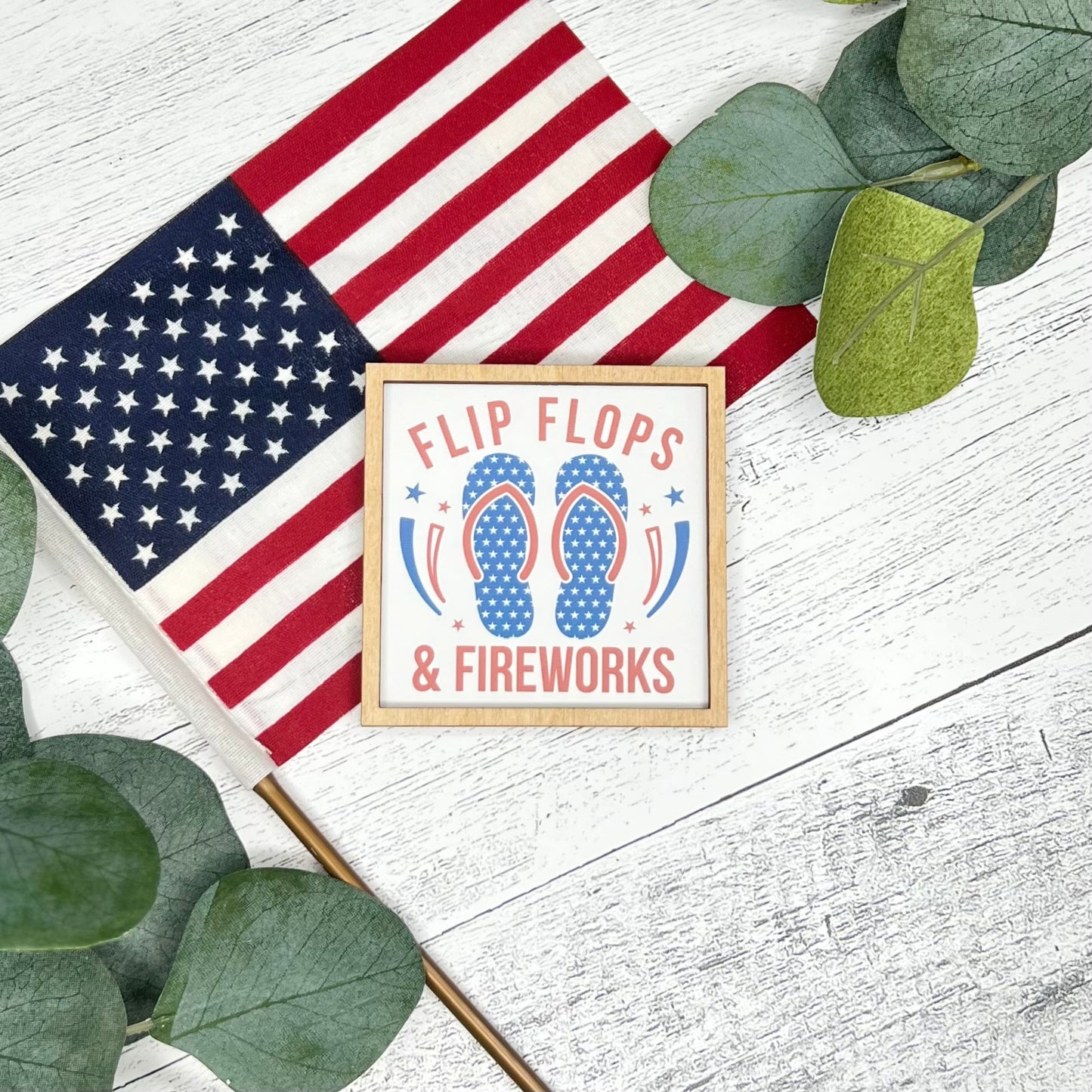 Mini Framed 4th Of July Sign | Flip Flops & Fireworks