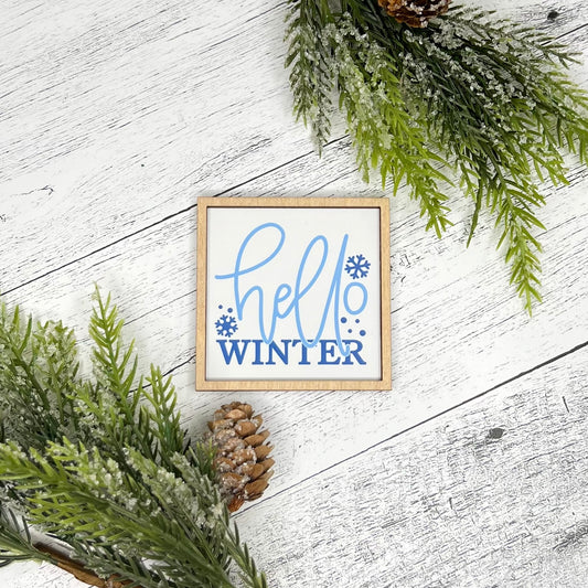 Mini Framed Winter Sign | Hello Winter Sign