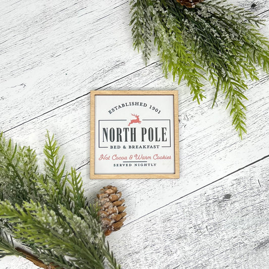 Mini Framed Christmas Sign | North Pole Bed & Breakfast Sign