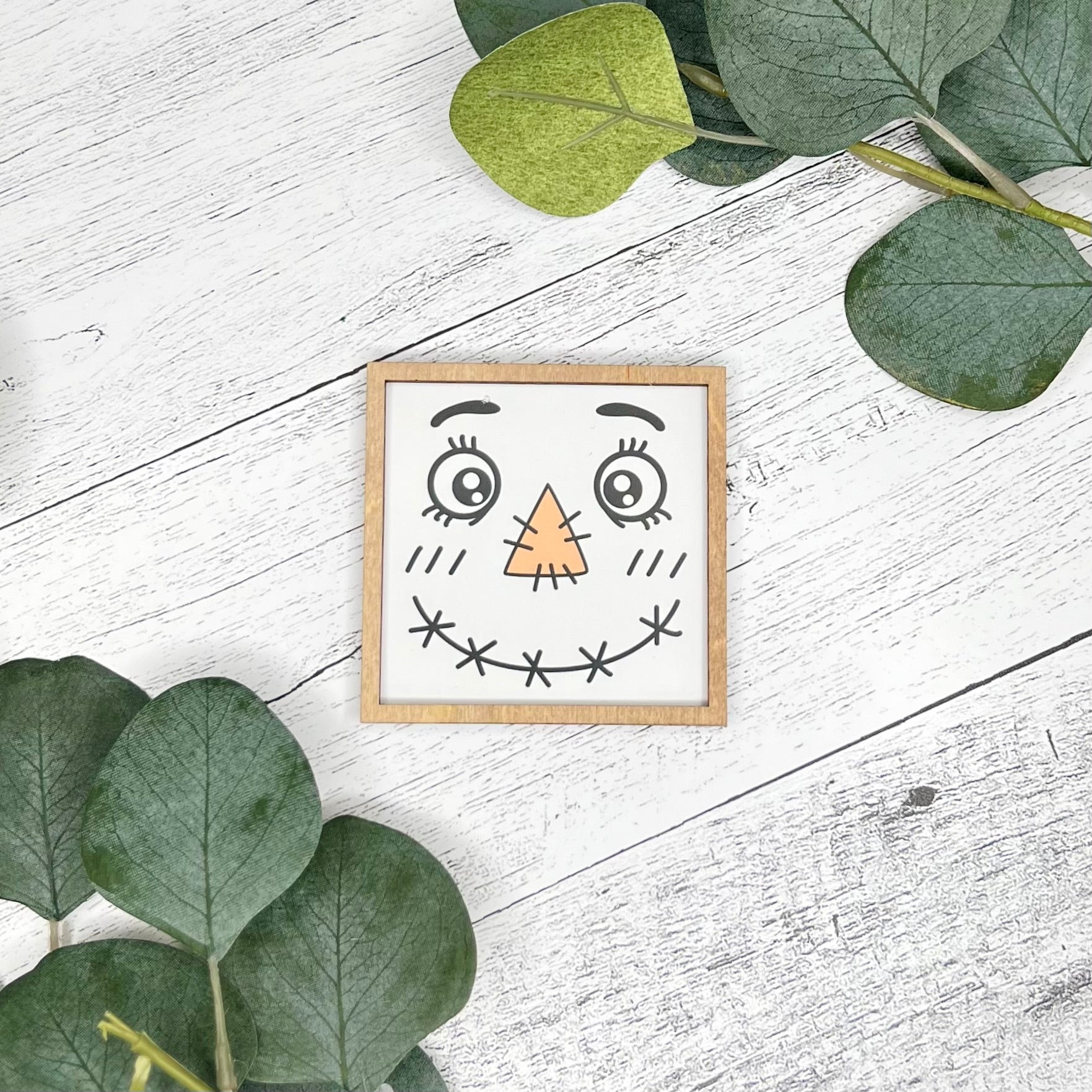 Mini Framed Fall Sign | Scarecrow Face Sign