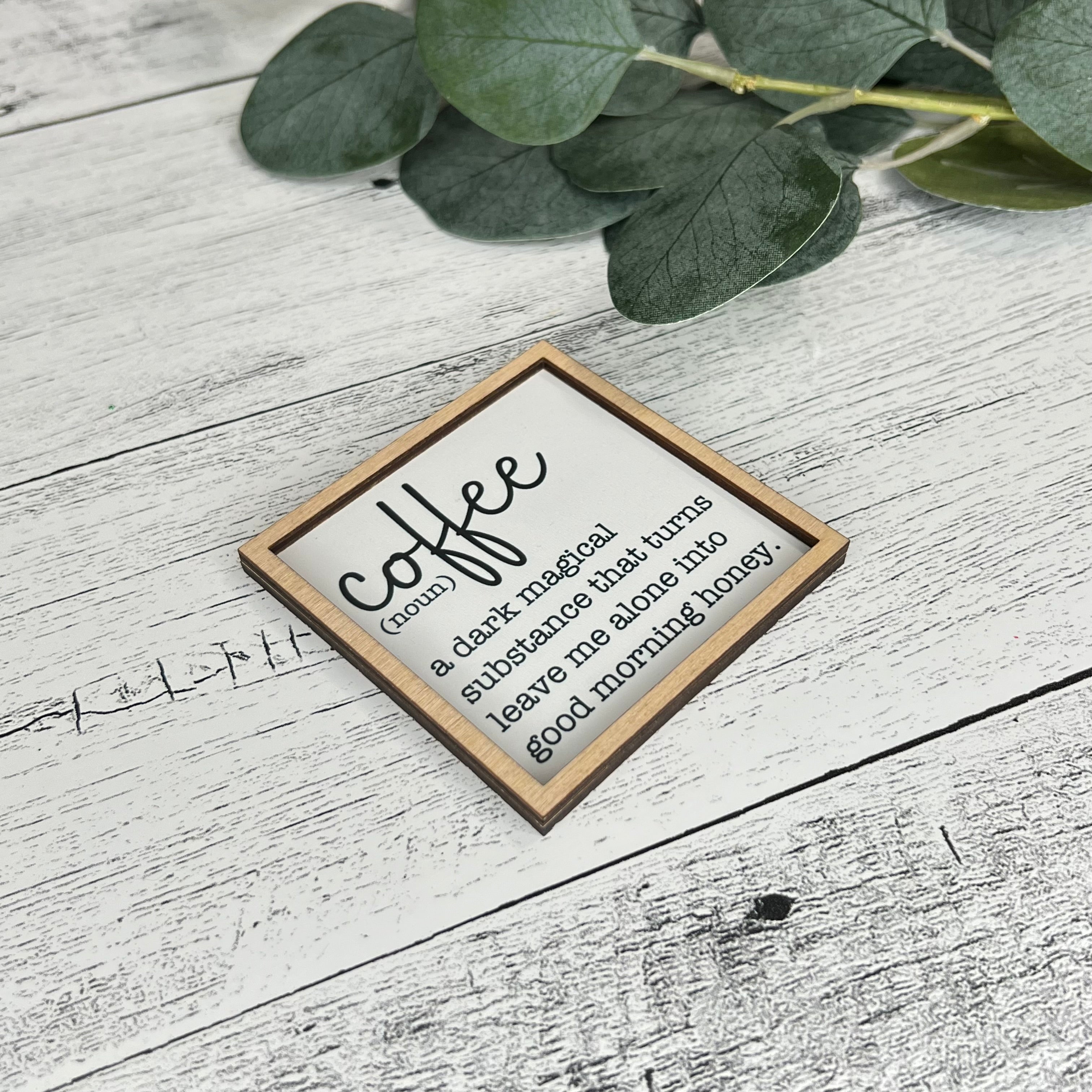 Mini Framed Coffee Themed Sign | Coffee Definition Sign