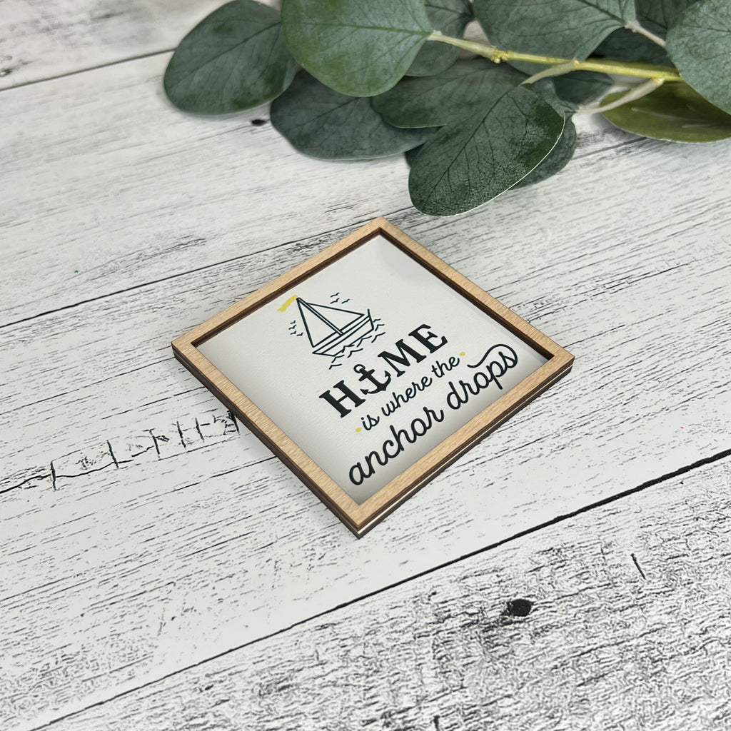 Mini Framed Nautical Themed Sign | Home Where Anchor Drops