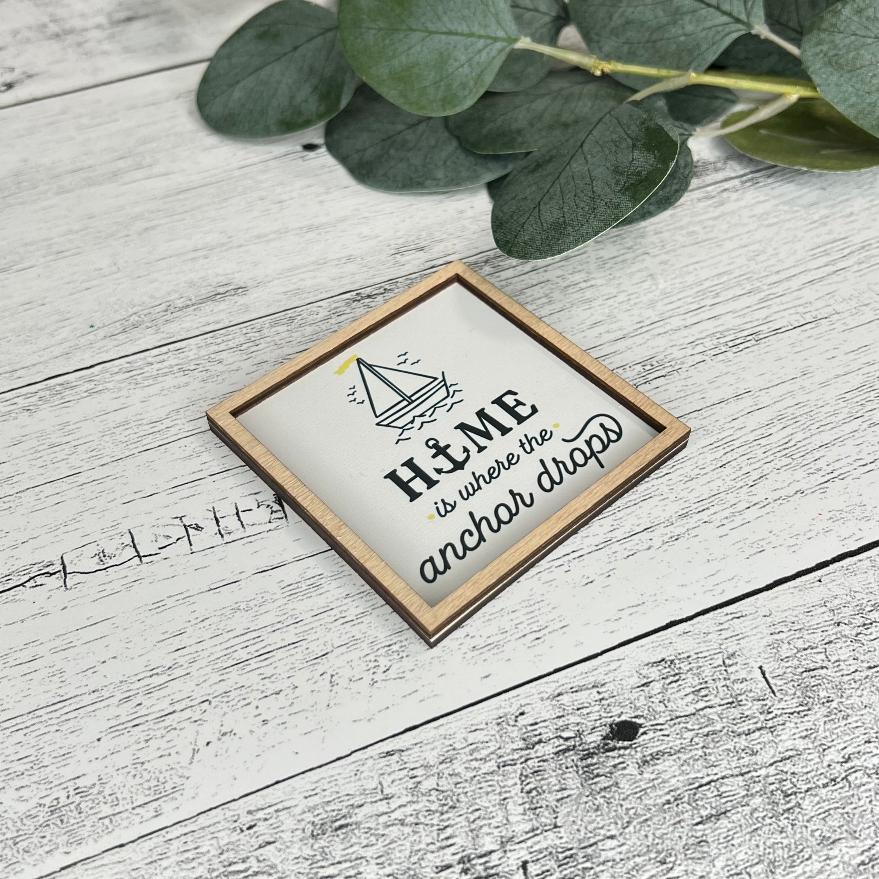 Mini Framed Nautical Themed Sign | Home Where Anchor Drops