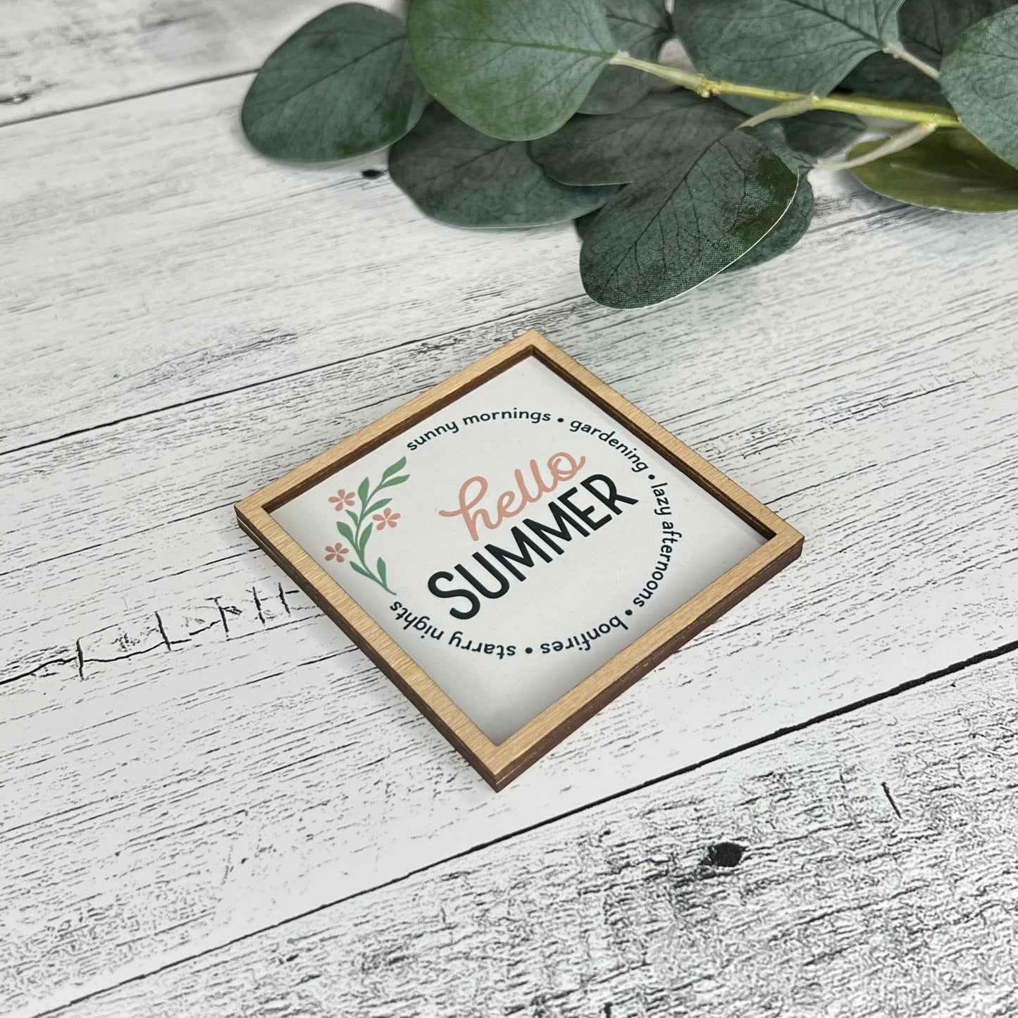 Mini Framed Summer Themed Sign | Hello Summer