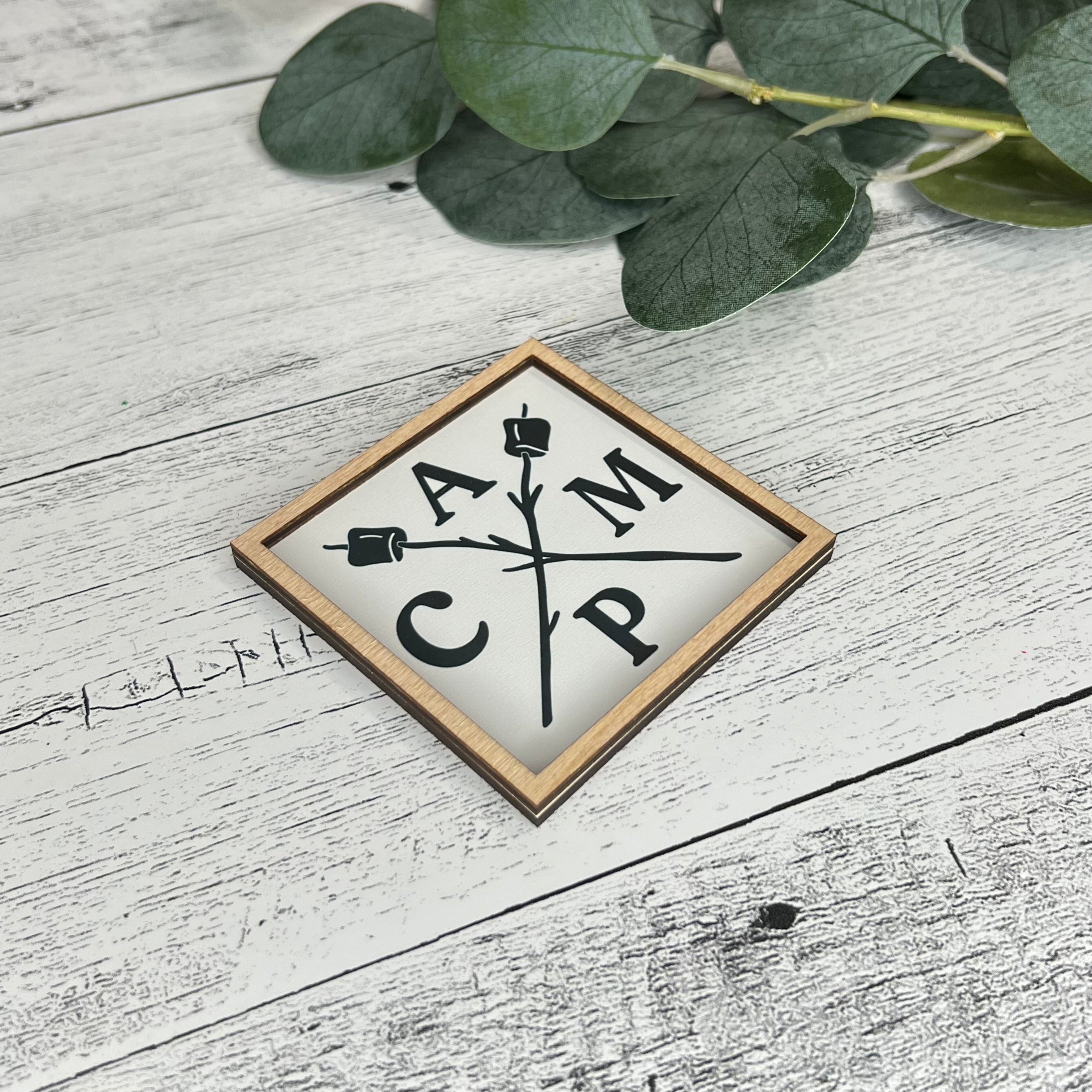 Mini Framed Camping Themed Sign | CAMP With S'mores Sticks