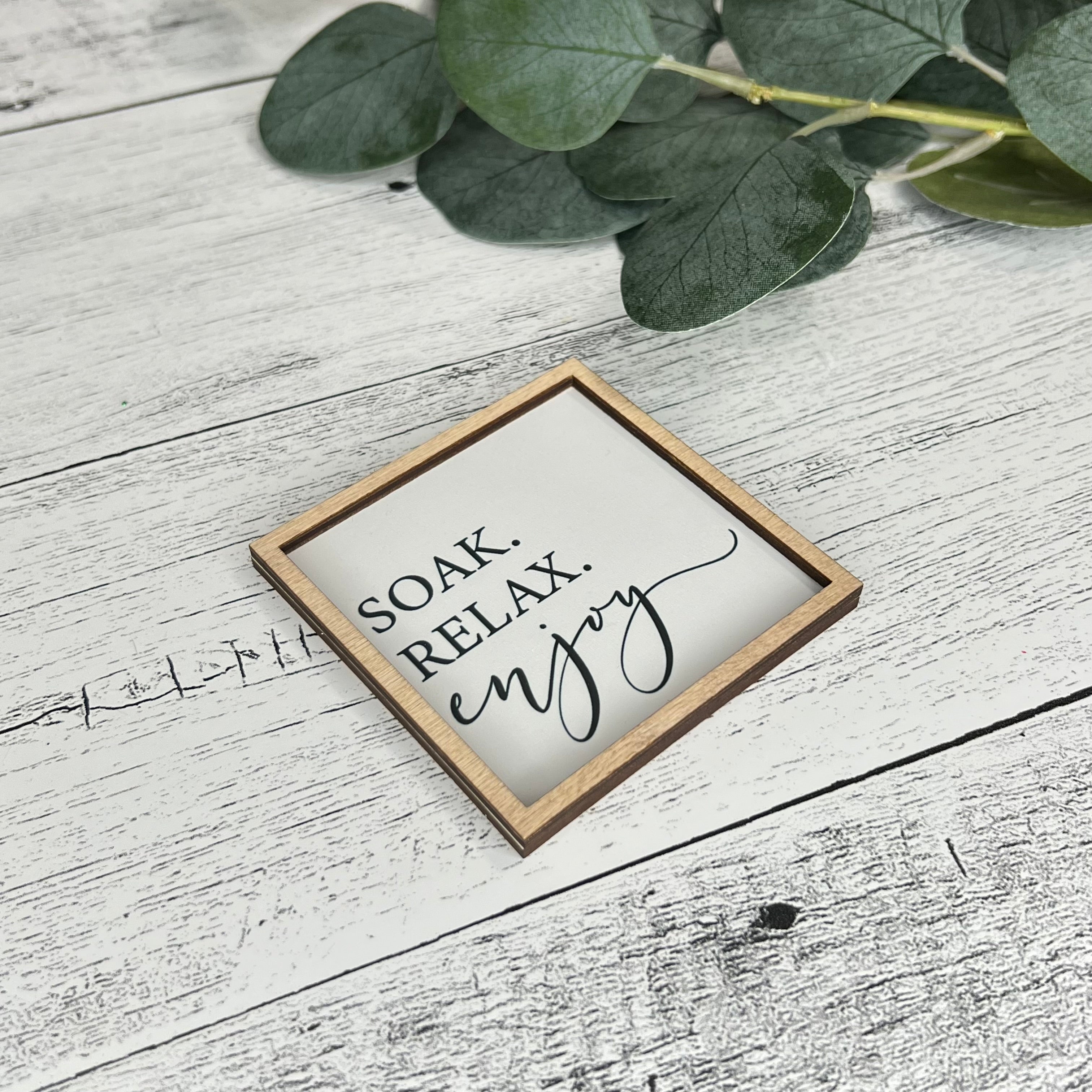 Mini Framed Bathroom Themed Sign | Soak Relax Enjoy