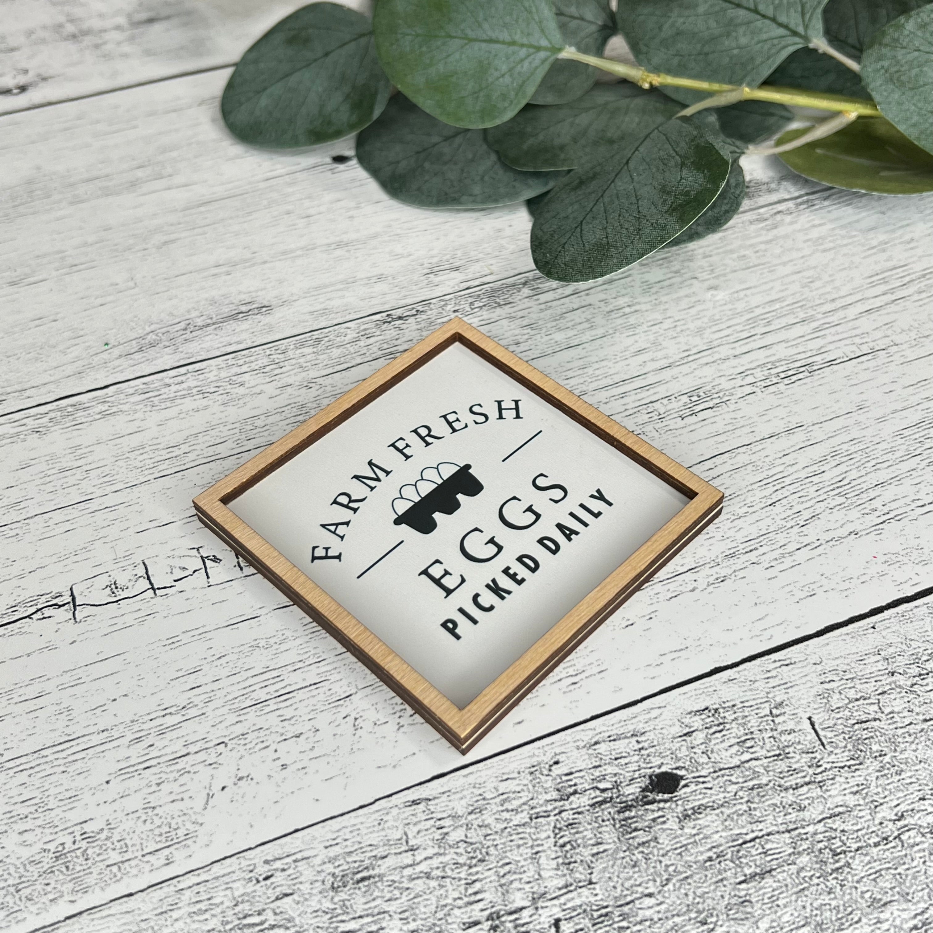 Mini Framed Farmhouse Themed Sign | Farm Fresh Eggs