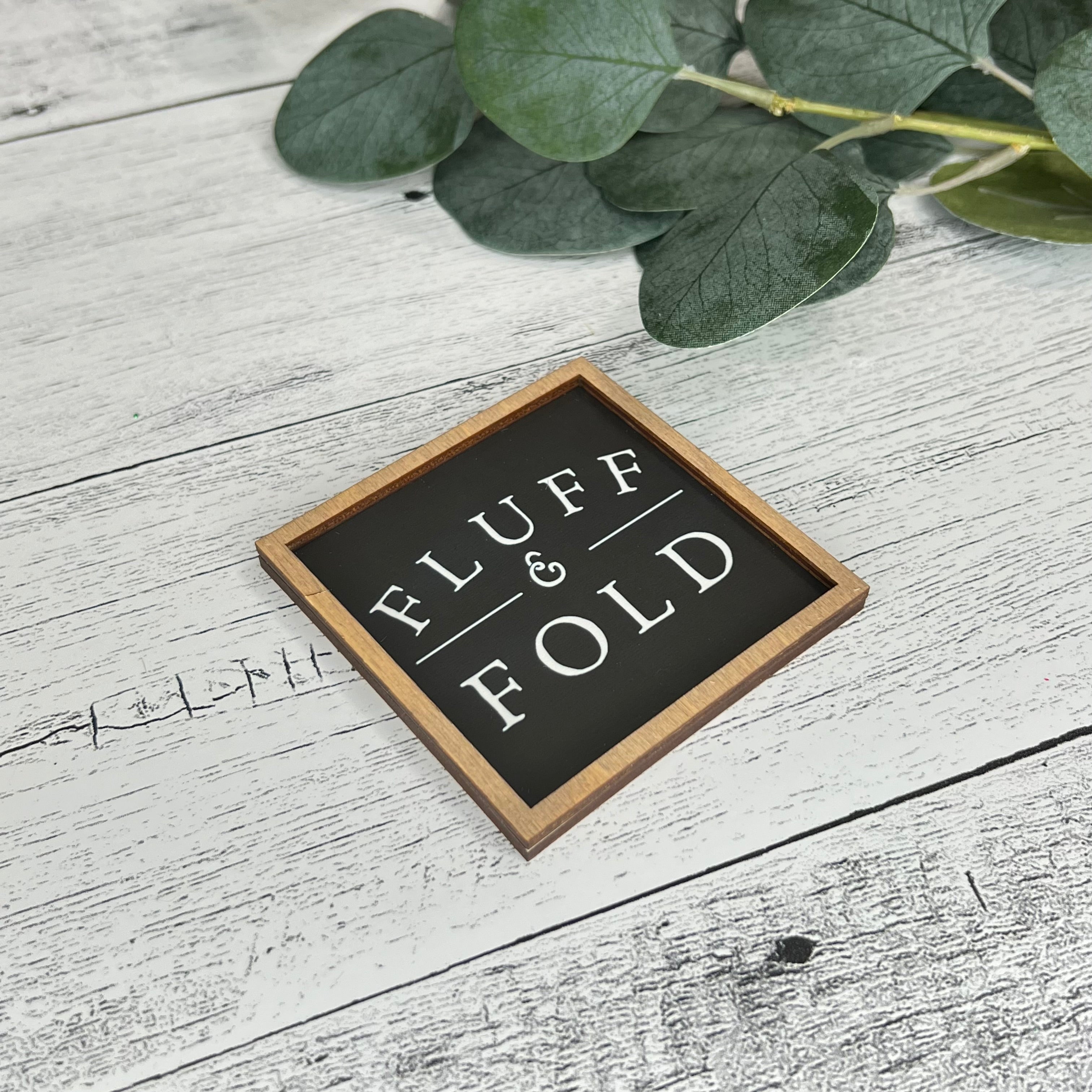 Mini Framed Laundry Themed Sign | Fluff & Fold