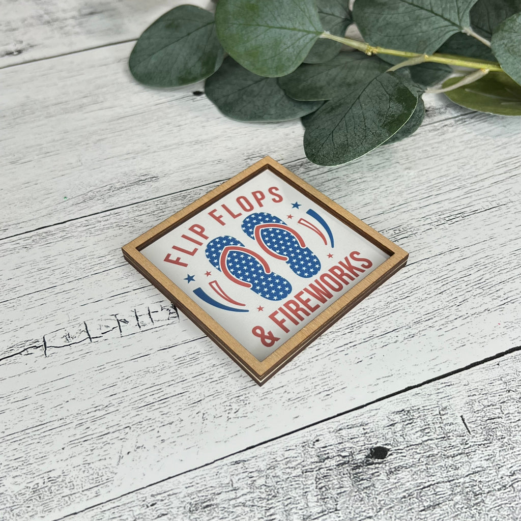 Mini Framed 4th Of July Sign | Flip Flops & Fireworks