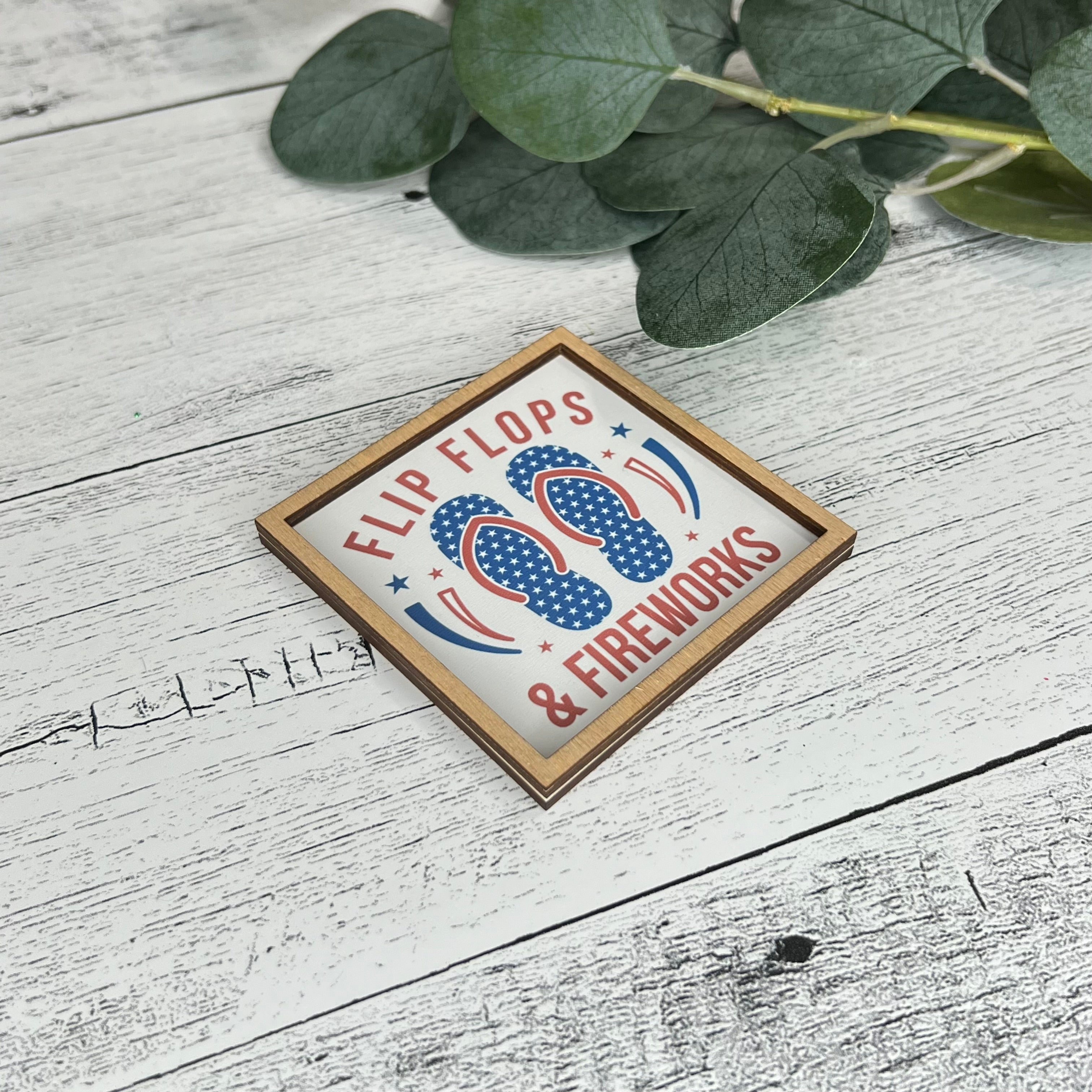 Mini Framed 4th Of July Sign | Flip Flops & Fireworks