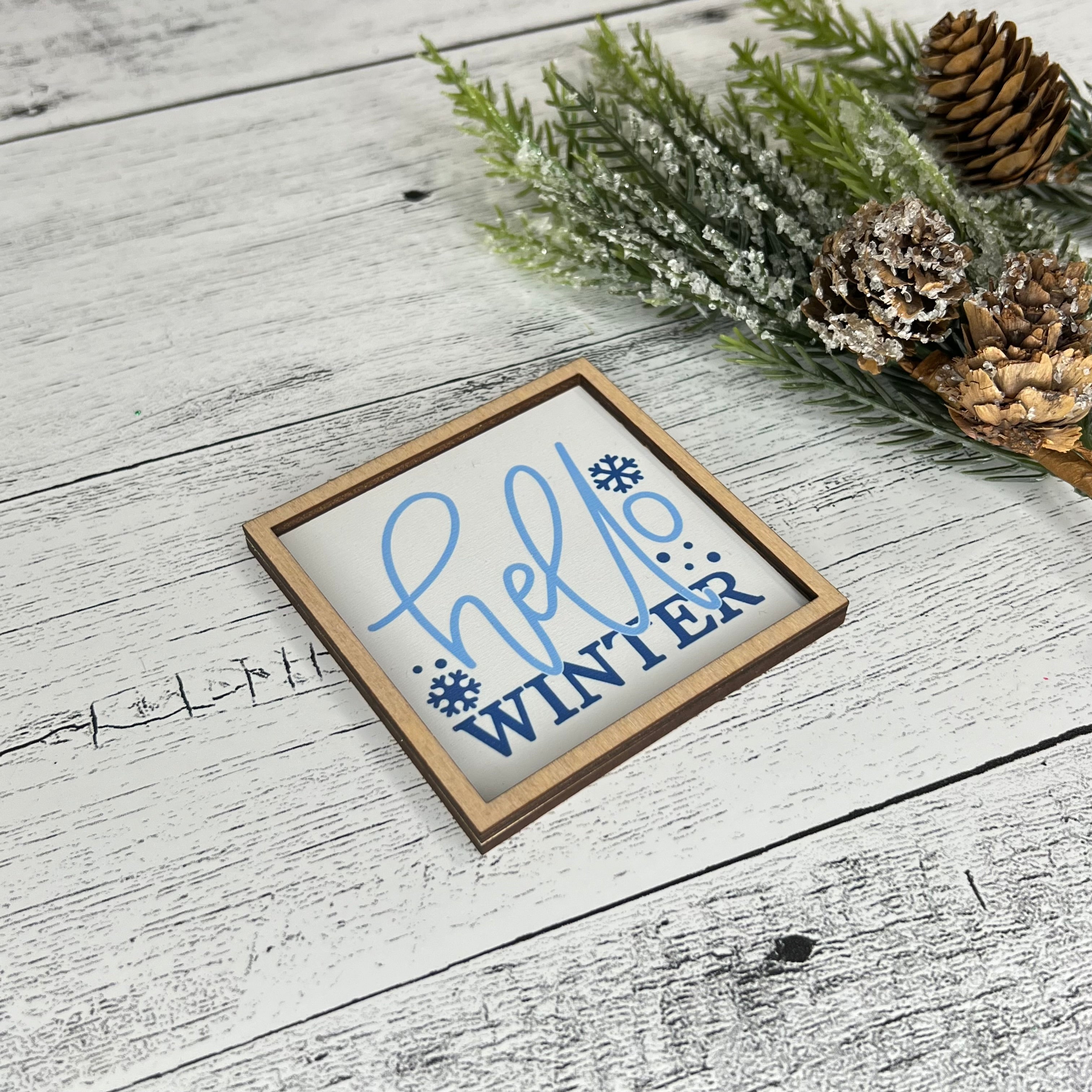 Mini Framed Winter Sign | Hello Winter Sign