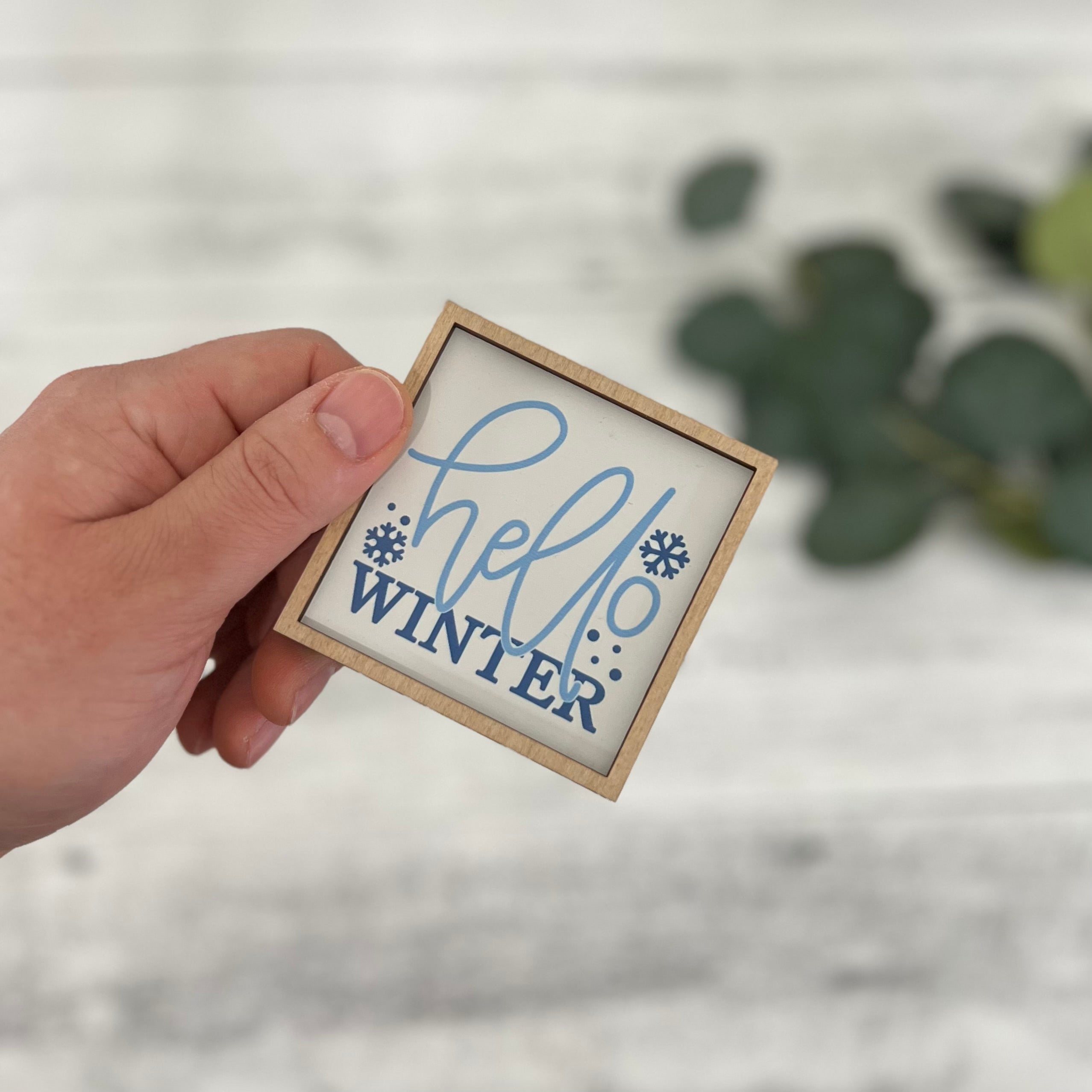 Mini Framed Winter Sign | Hello Winter Sign