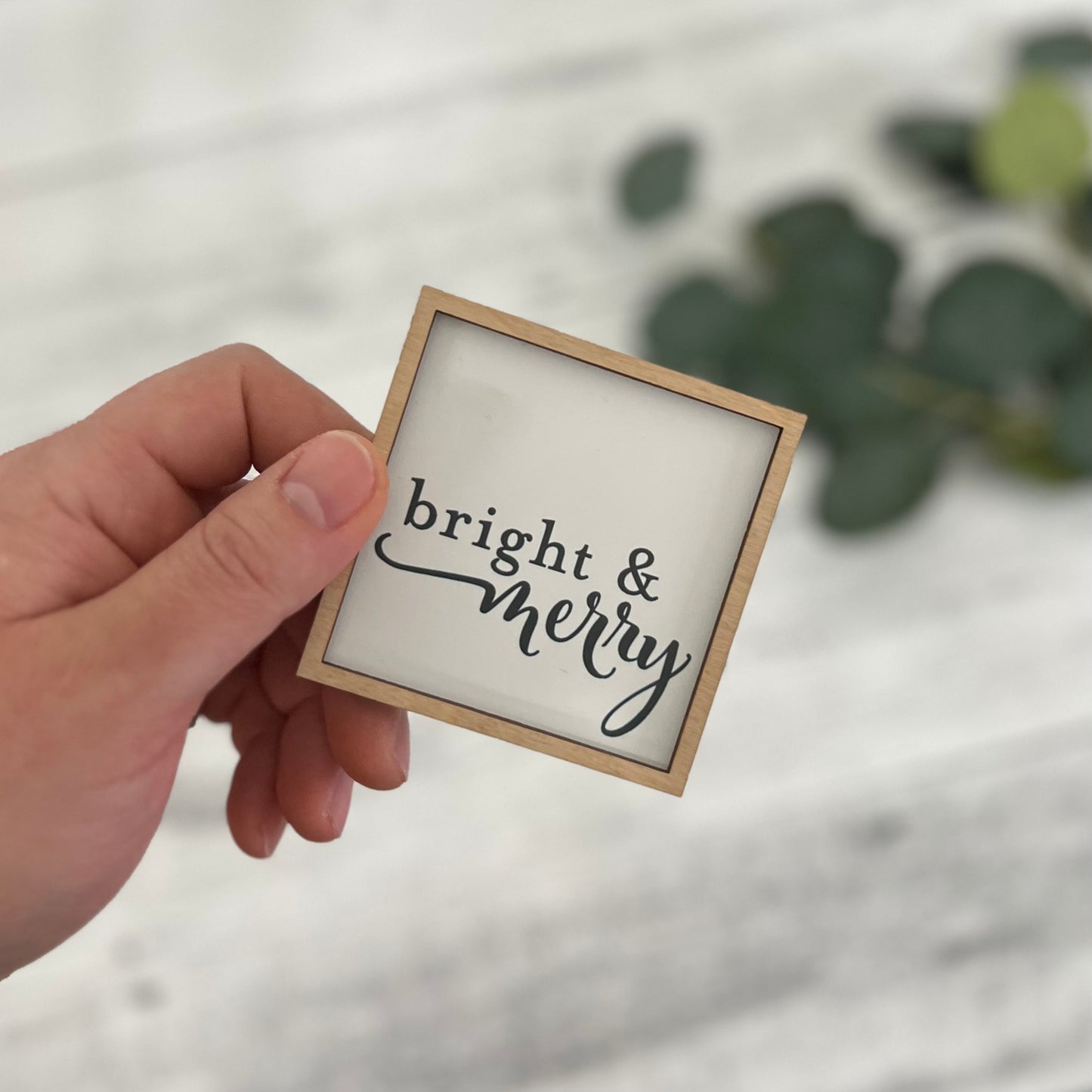 Mini Framed Christmas Sign | Bright & Merry Sign
