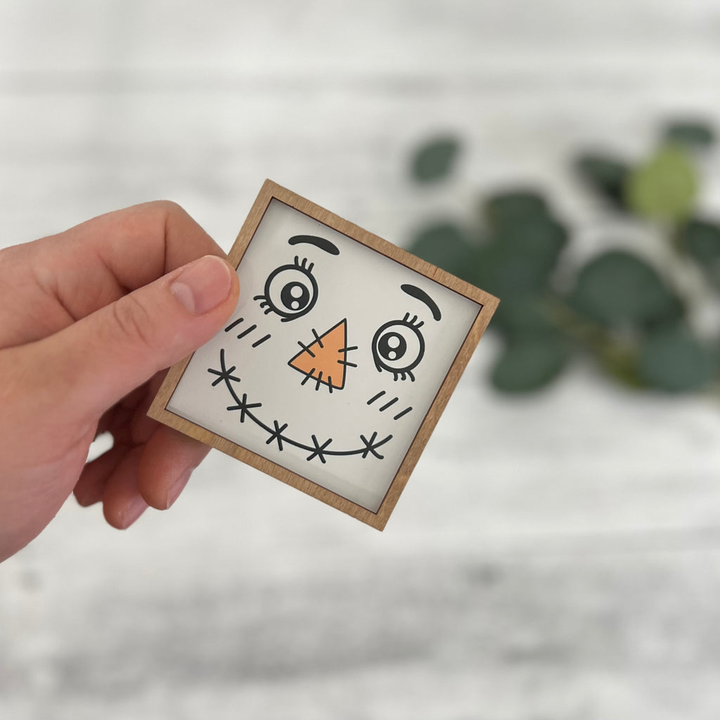 Mini Framed Fall Sign | Scarecrow Face Sign
