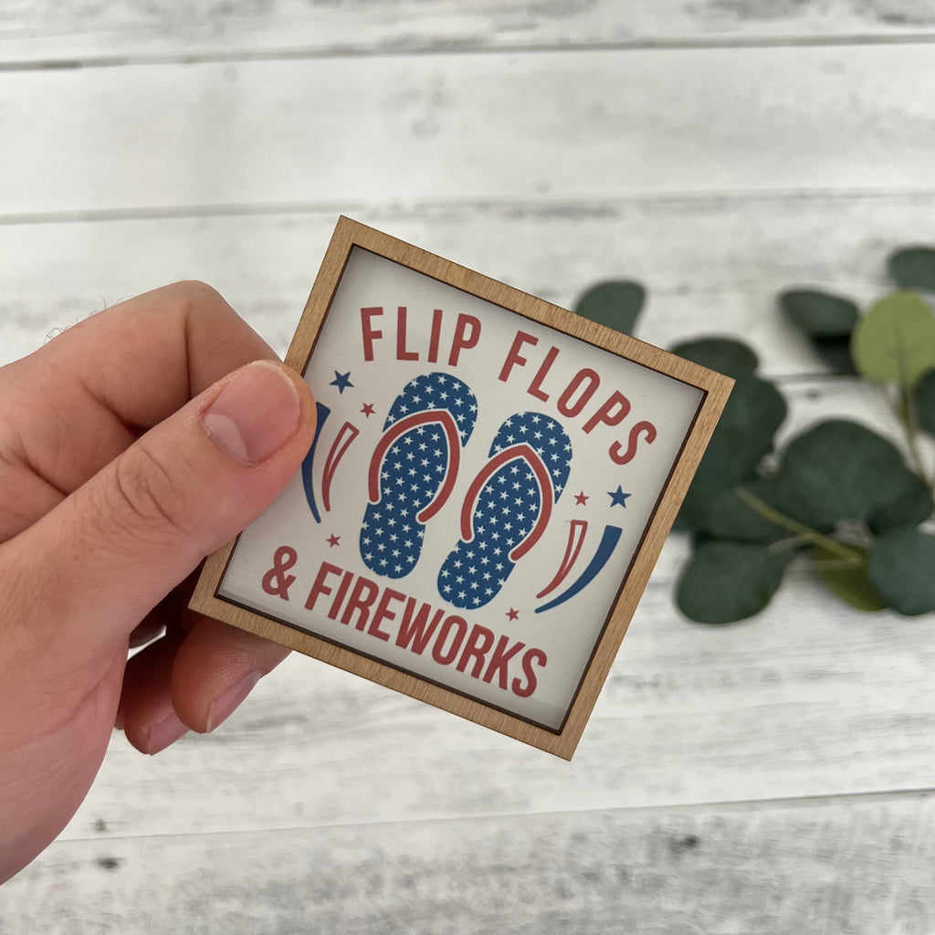 Mini Framed 4th Of July Sign | Flip Flops & Fireworks
