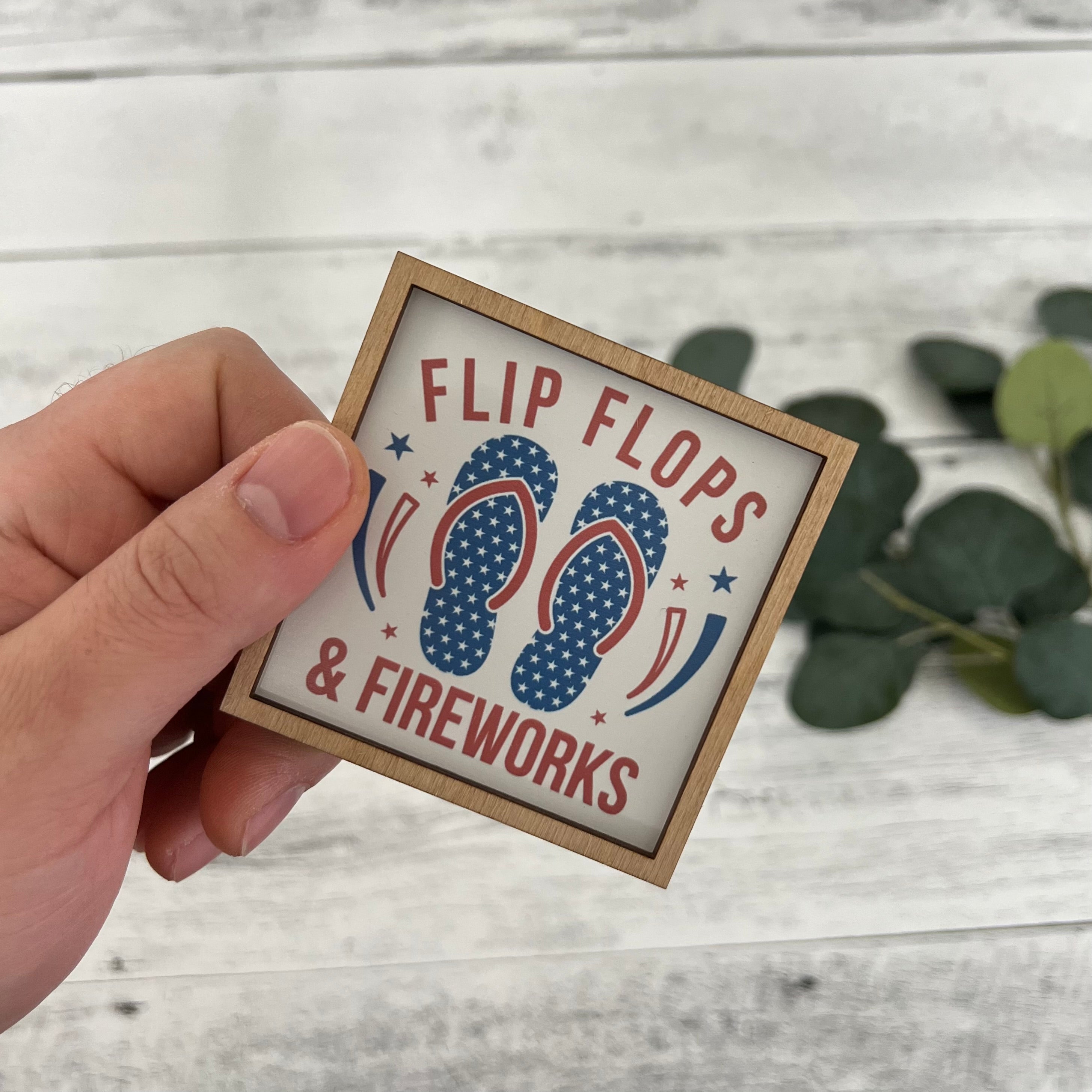 Mini Framed 4th Of July Sign | Flip Flops & Fireworks