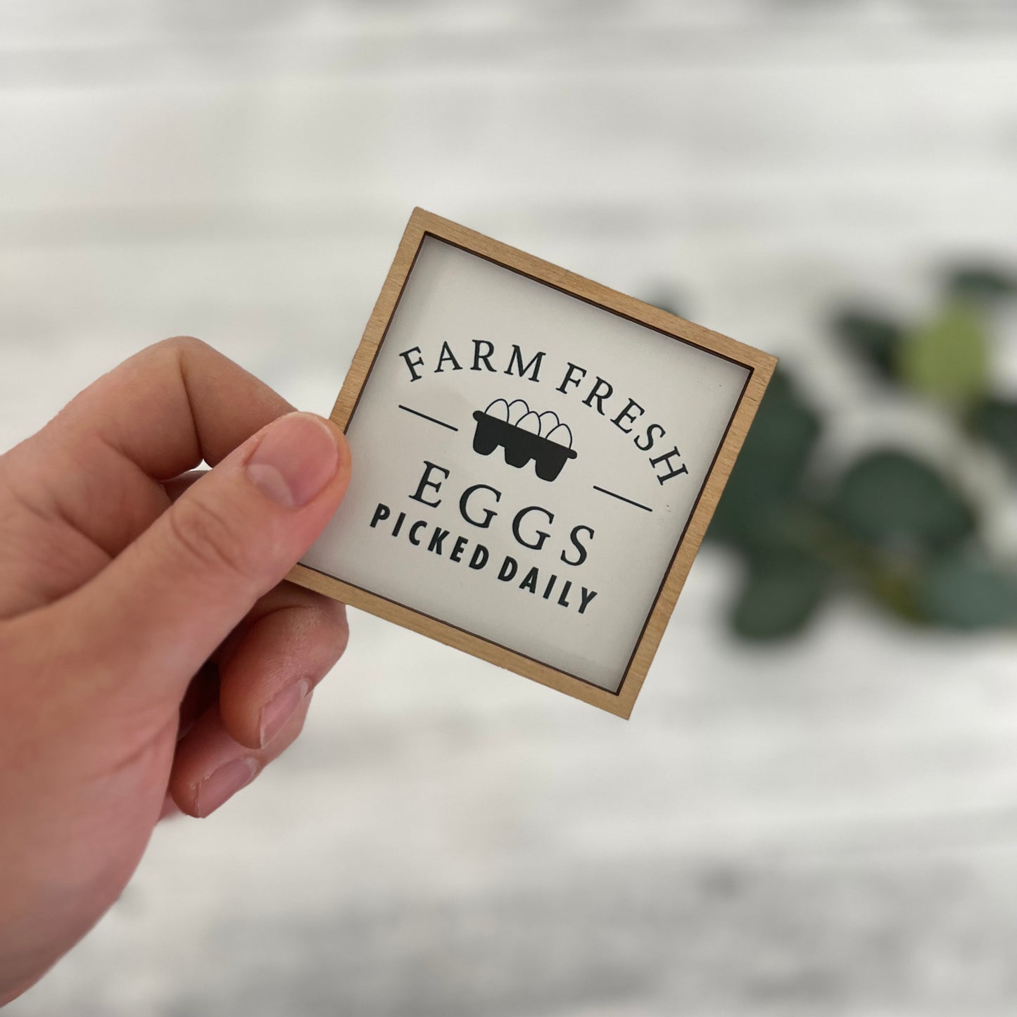 Mini Framed Farmhouse Themed Sign | Farm Fresh Eggs