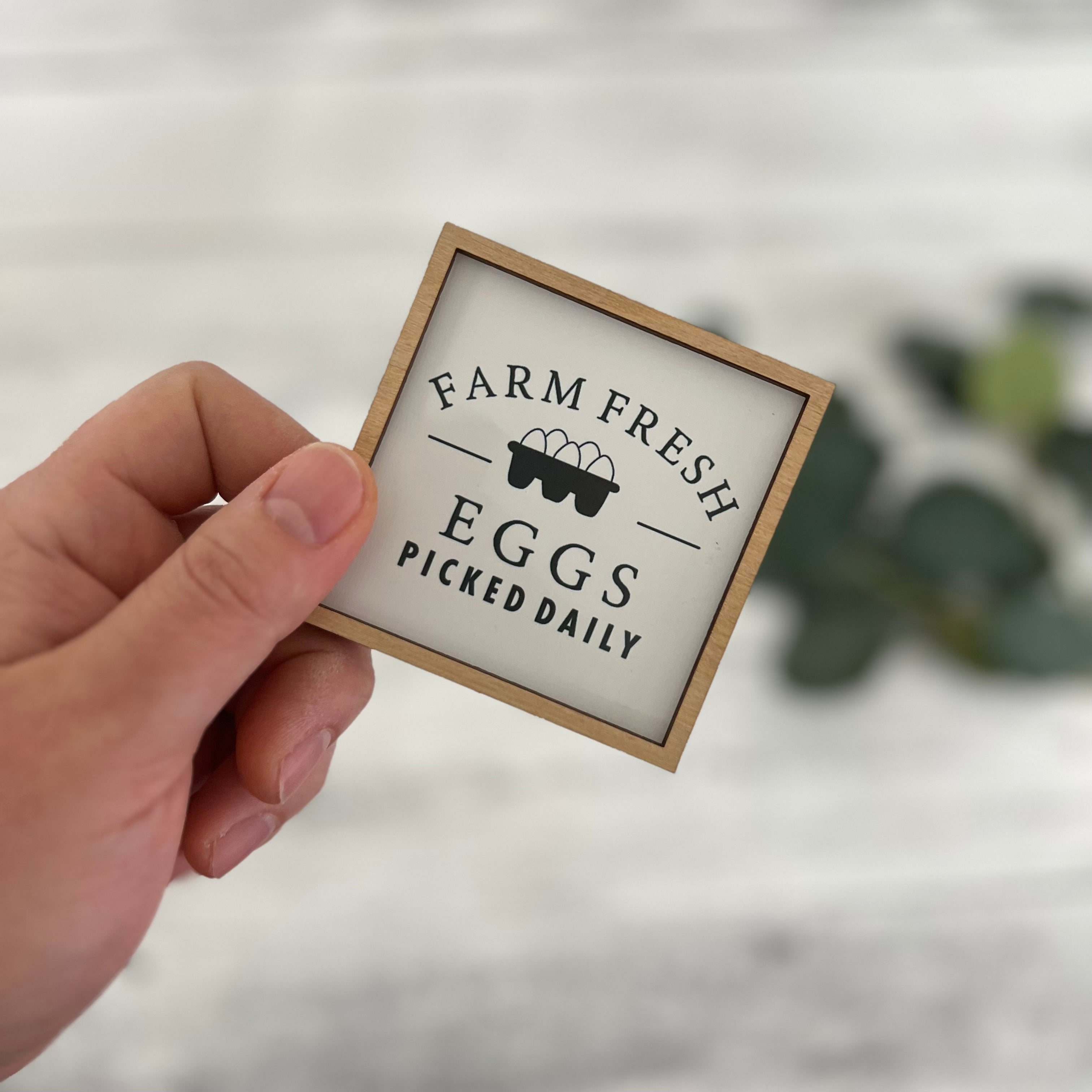 Mini Framed Farmhouse Themed Sign | Farm Fresh Eggs