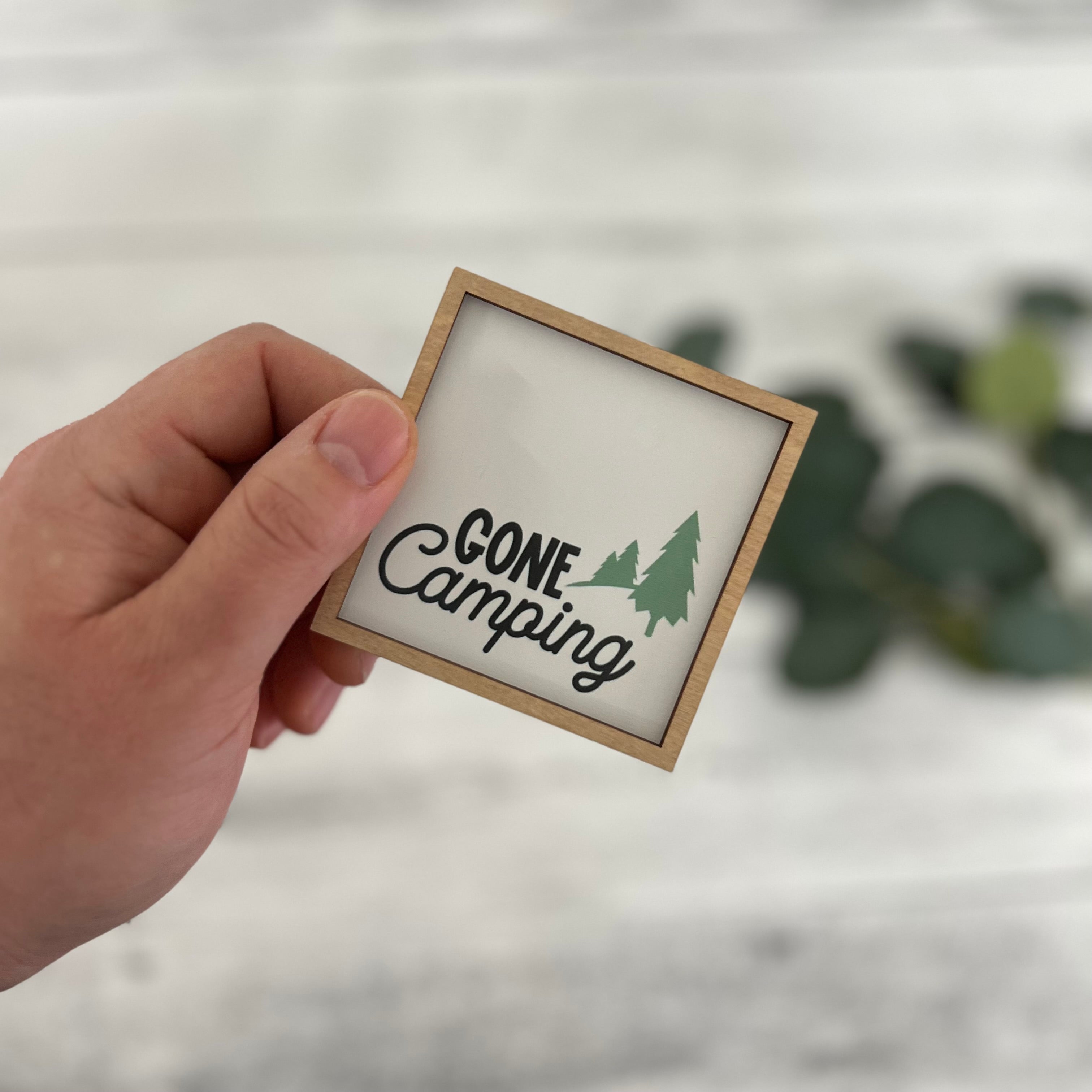 Mini Framed Camping Themed Sign | Gone Camping