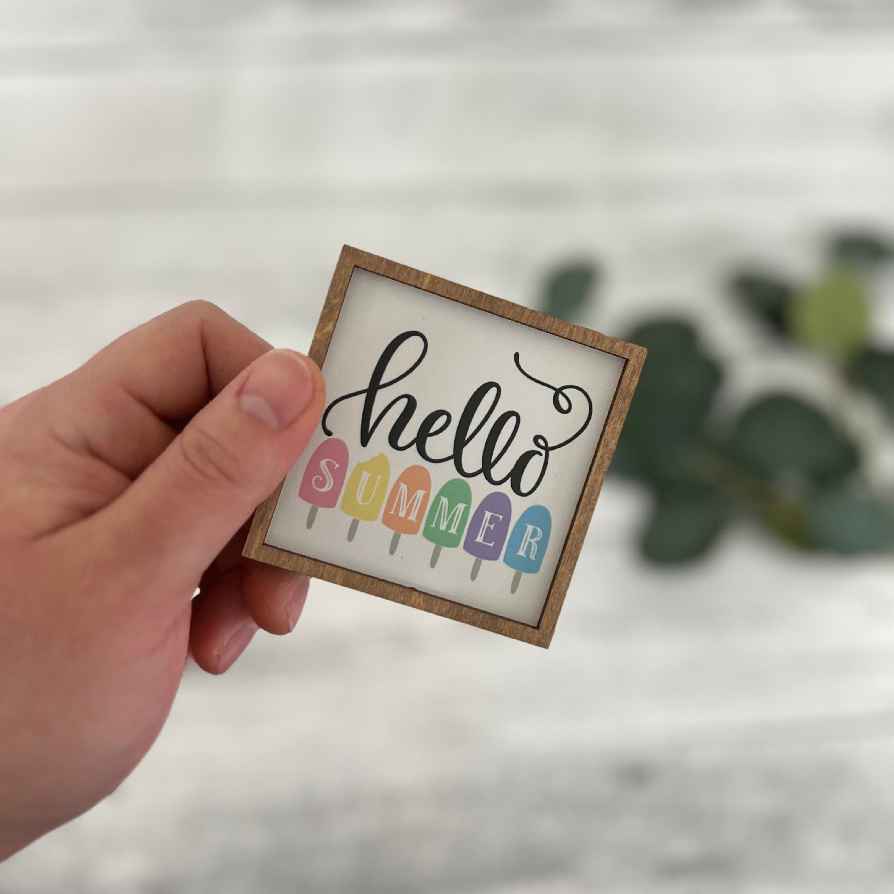 Mini Framed Summer Themed Sign | Hello Summer