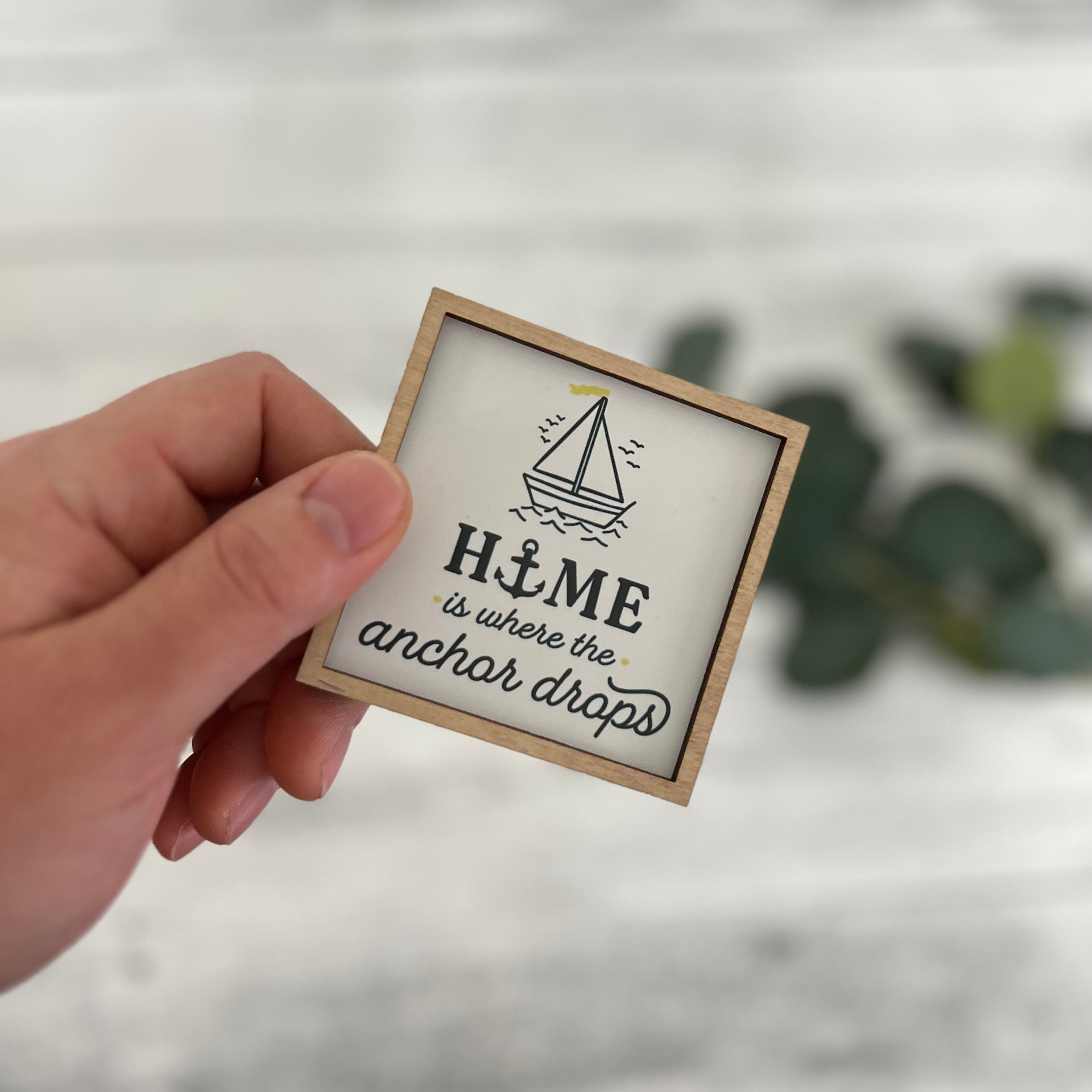 Mini Framed Nautical Themed Sign | Home Where Anchor Drops