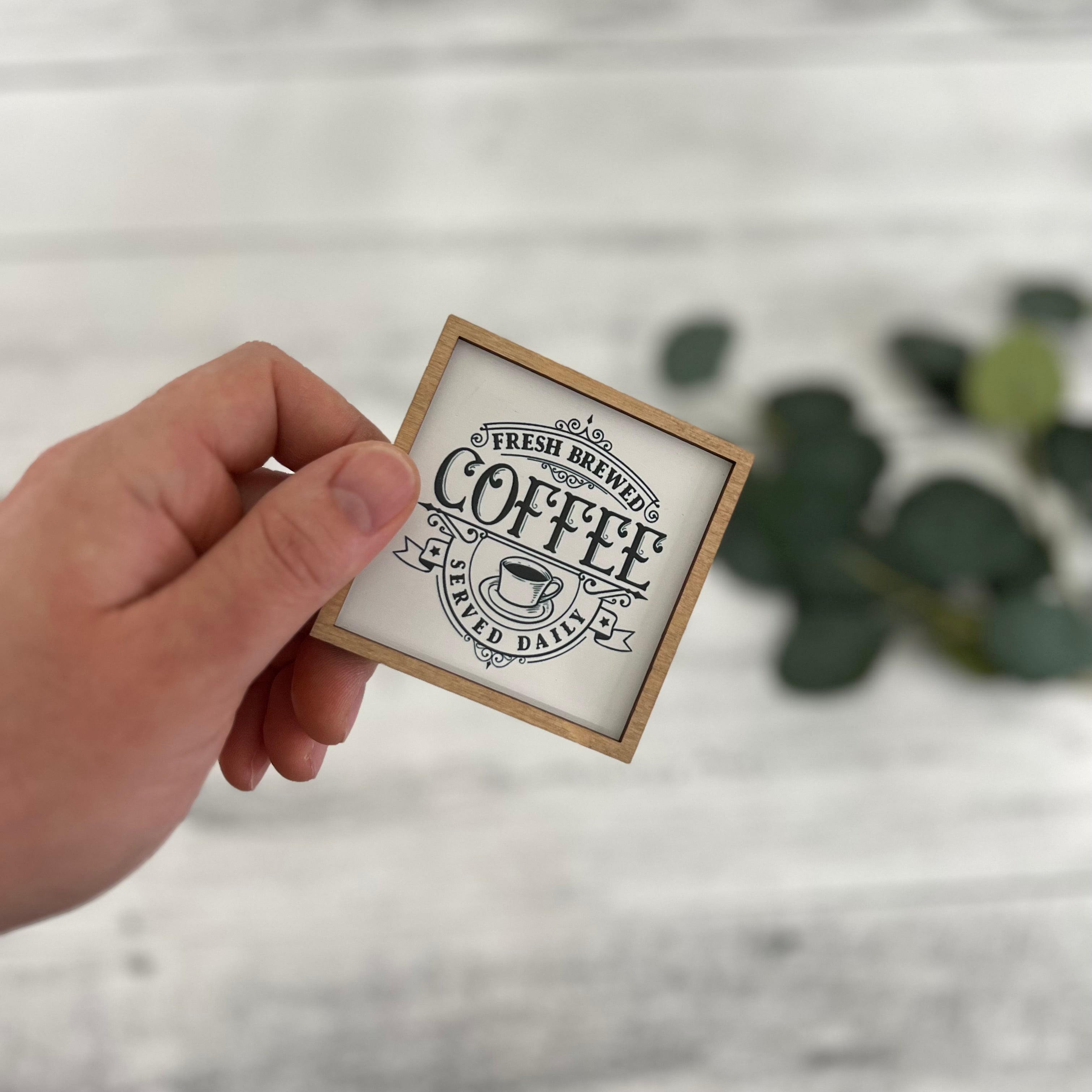 Mini Framed Coffee Themed Sign | Fresh Brewed Coffee Sign
