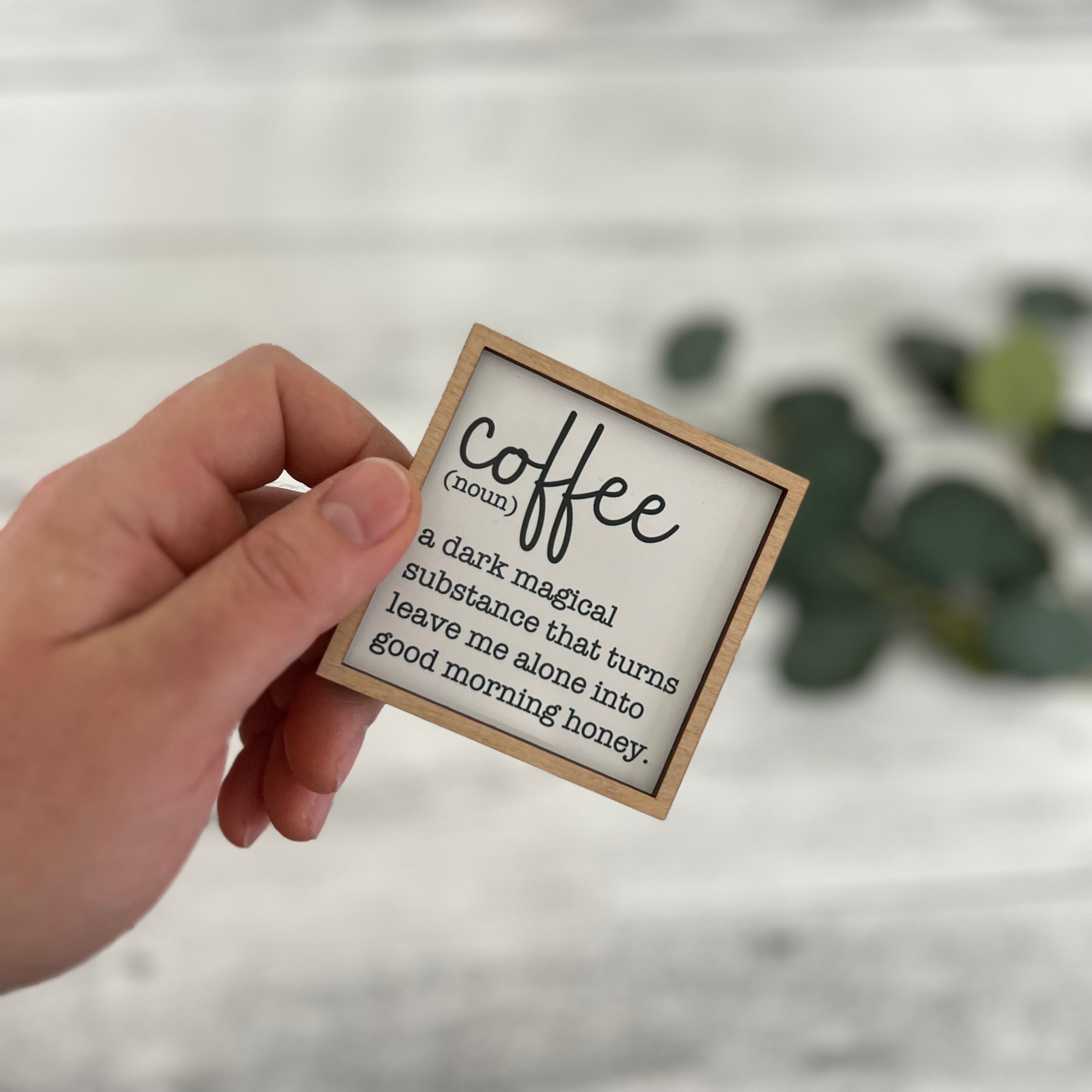 Mini Framed Coffee Themed Sign | Coffee Definition Sign