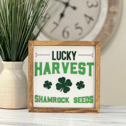 Framed St. Patrick's Day Sign | Lucky Harvest Shamrock Seeds