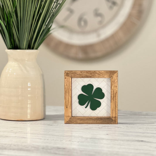 Framed St. Patrick's Day Sign | Herringbone Shamrock