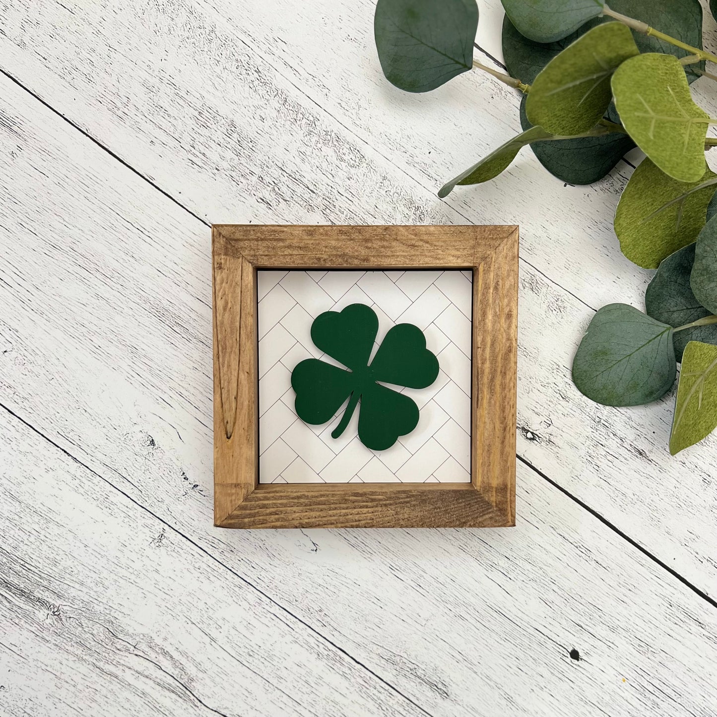 Framed St. Patrick's Day Sign | Herringbone Shamrock