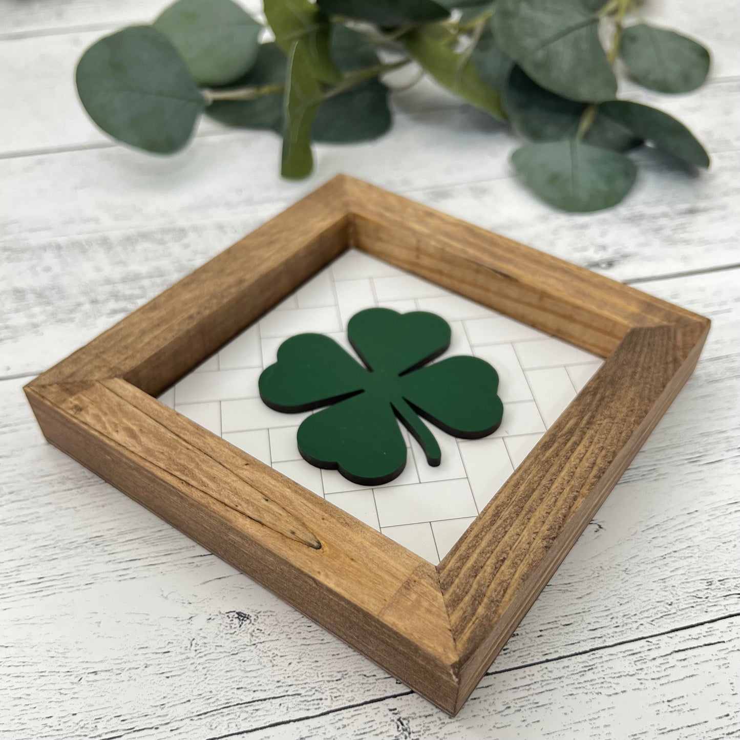 Framed St. Patrick's Day Sign | Herringbone Shamrock