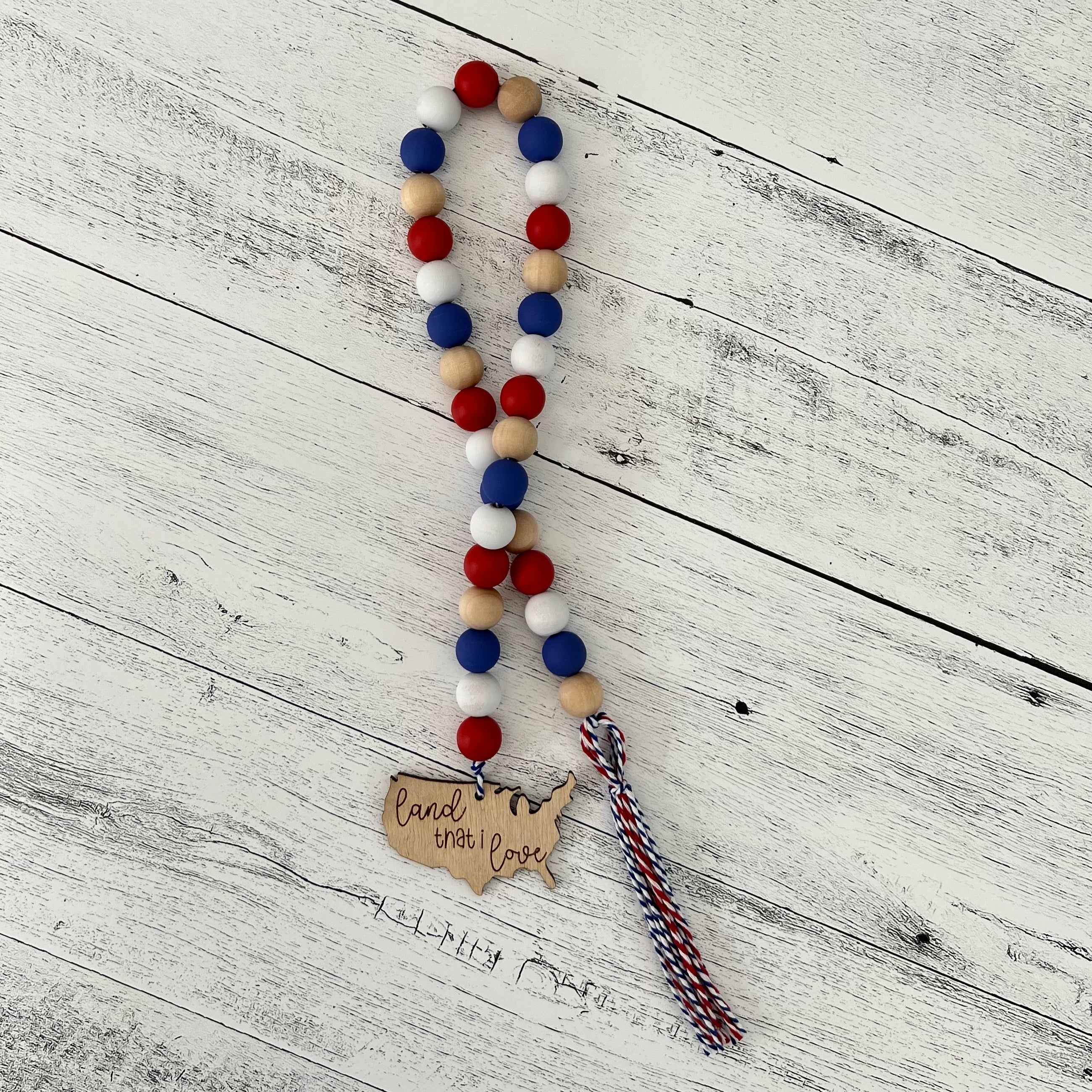 Fourth of July Themed Wooden Bead Garland